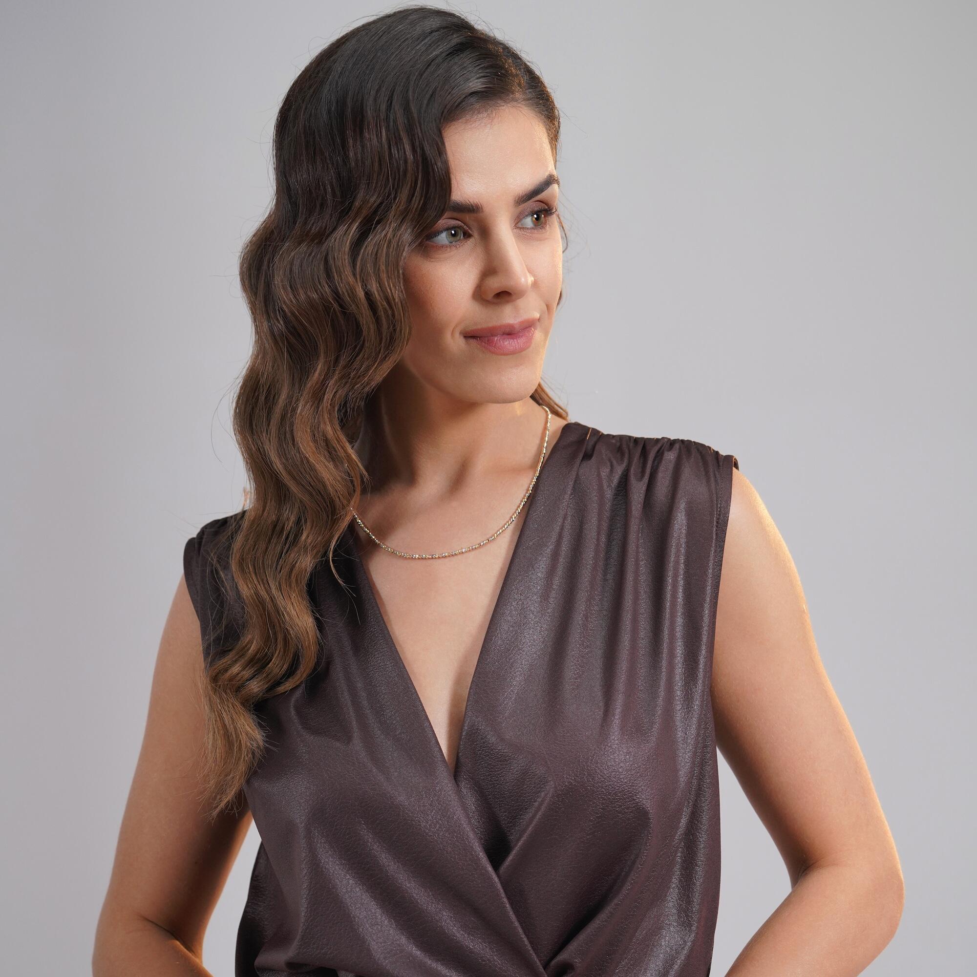 Tricolor Laser Cut Beaded Chain Necklace