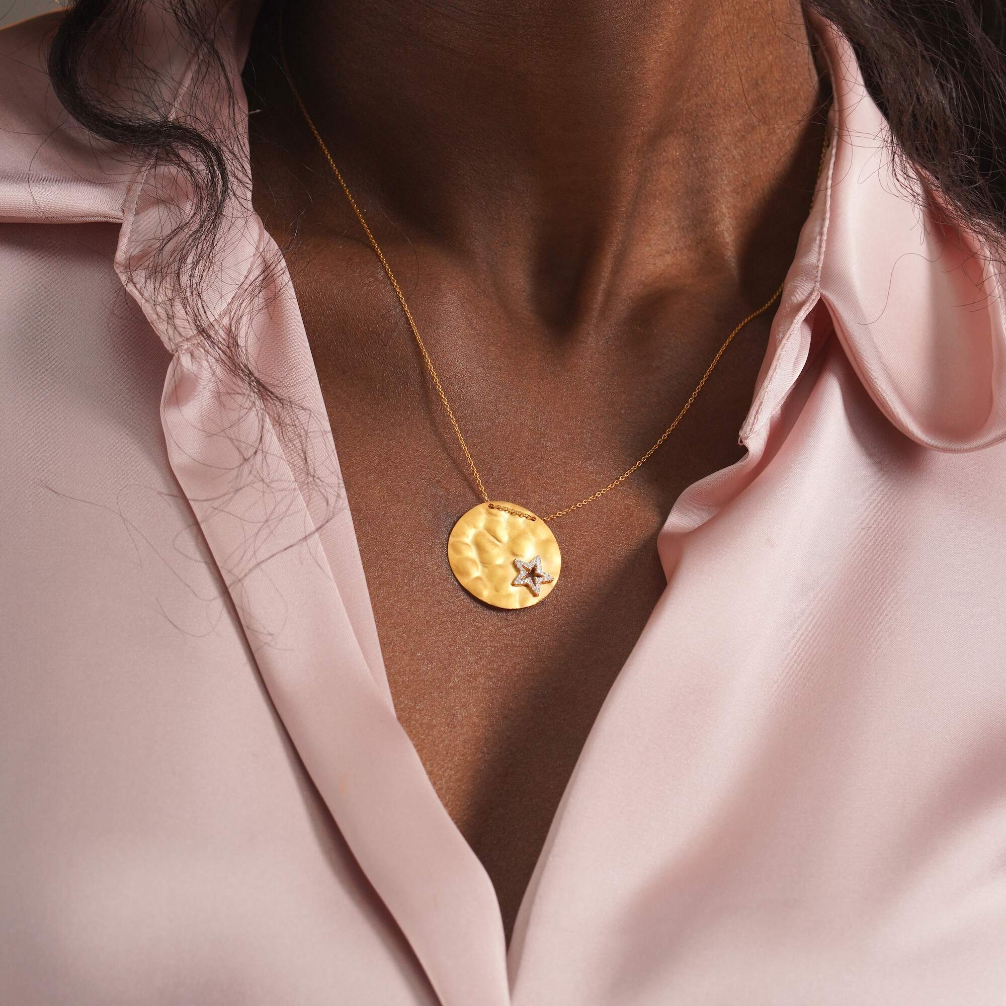Vintage Hammered Star Necklace