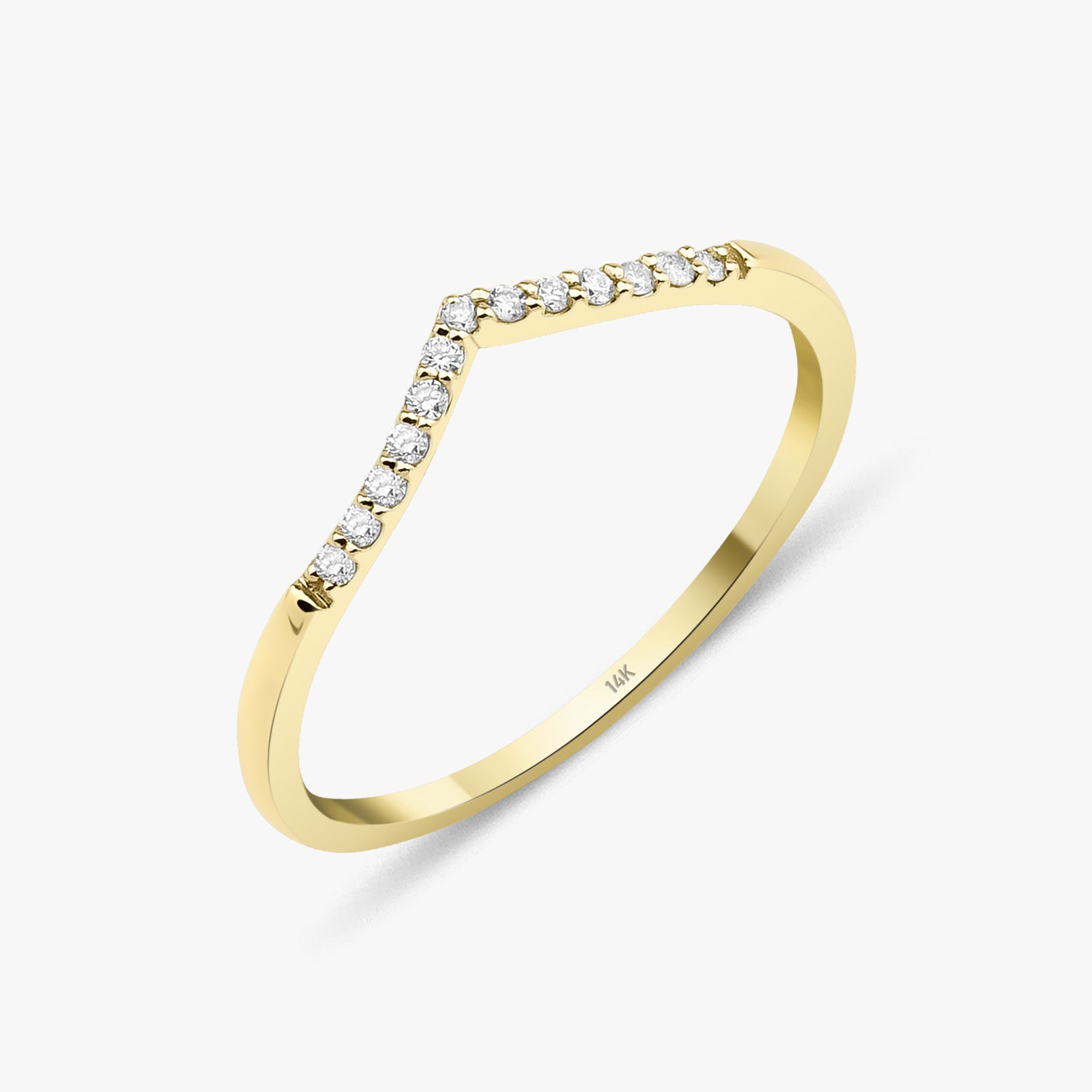 Dainty Diamond Chevron Ring in 14K Gold