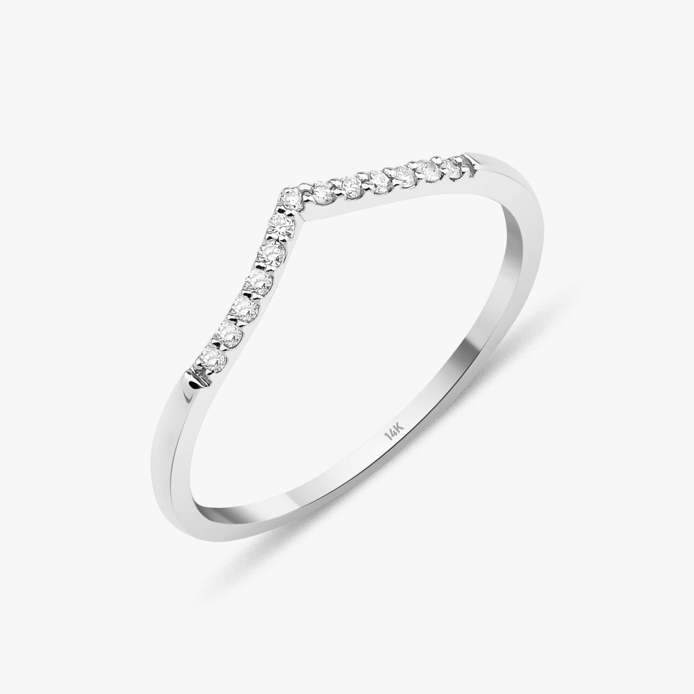 Dainty Diamond Chevron Ring in 14K Gold