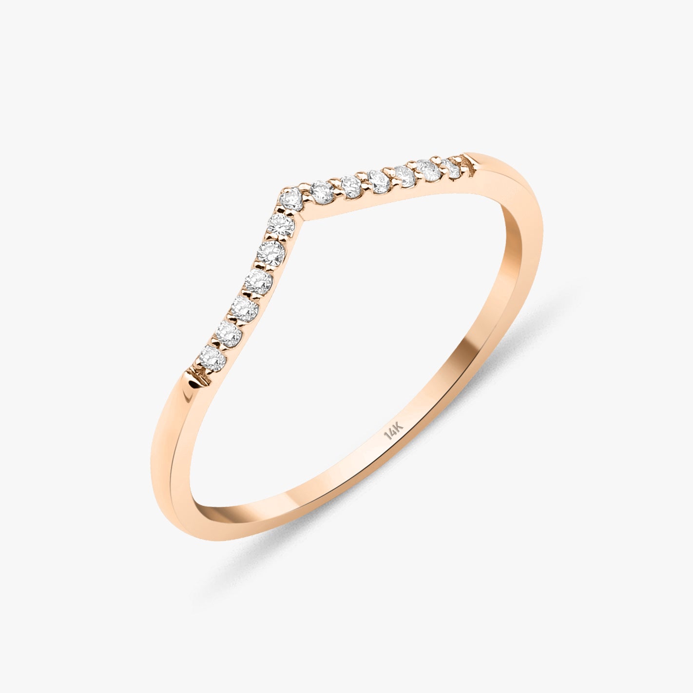 Dainty Diamond Chevron Ring in 14K Gold