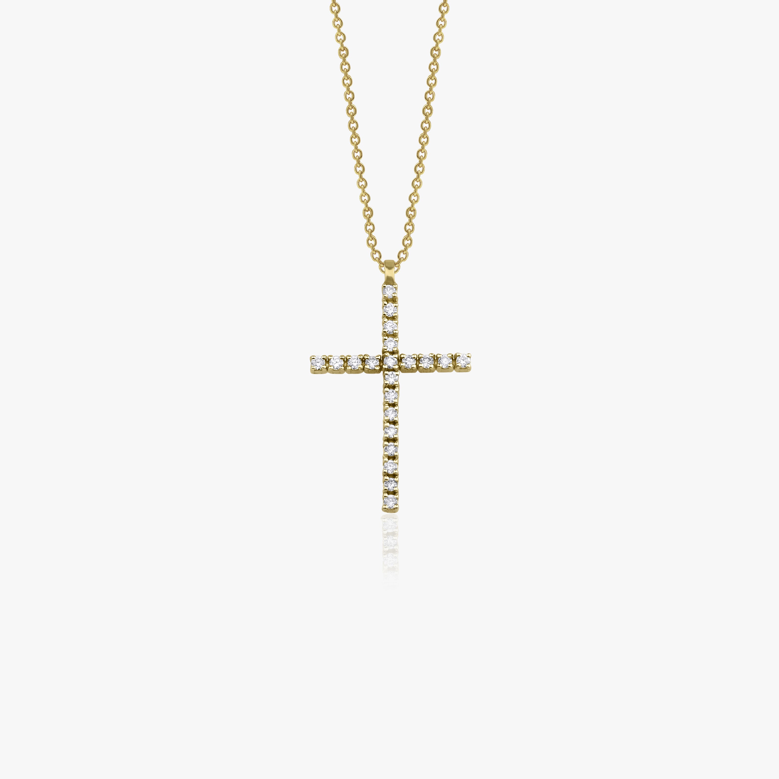 Diamond Cross Necklace in 14K Gold