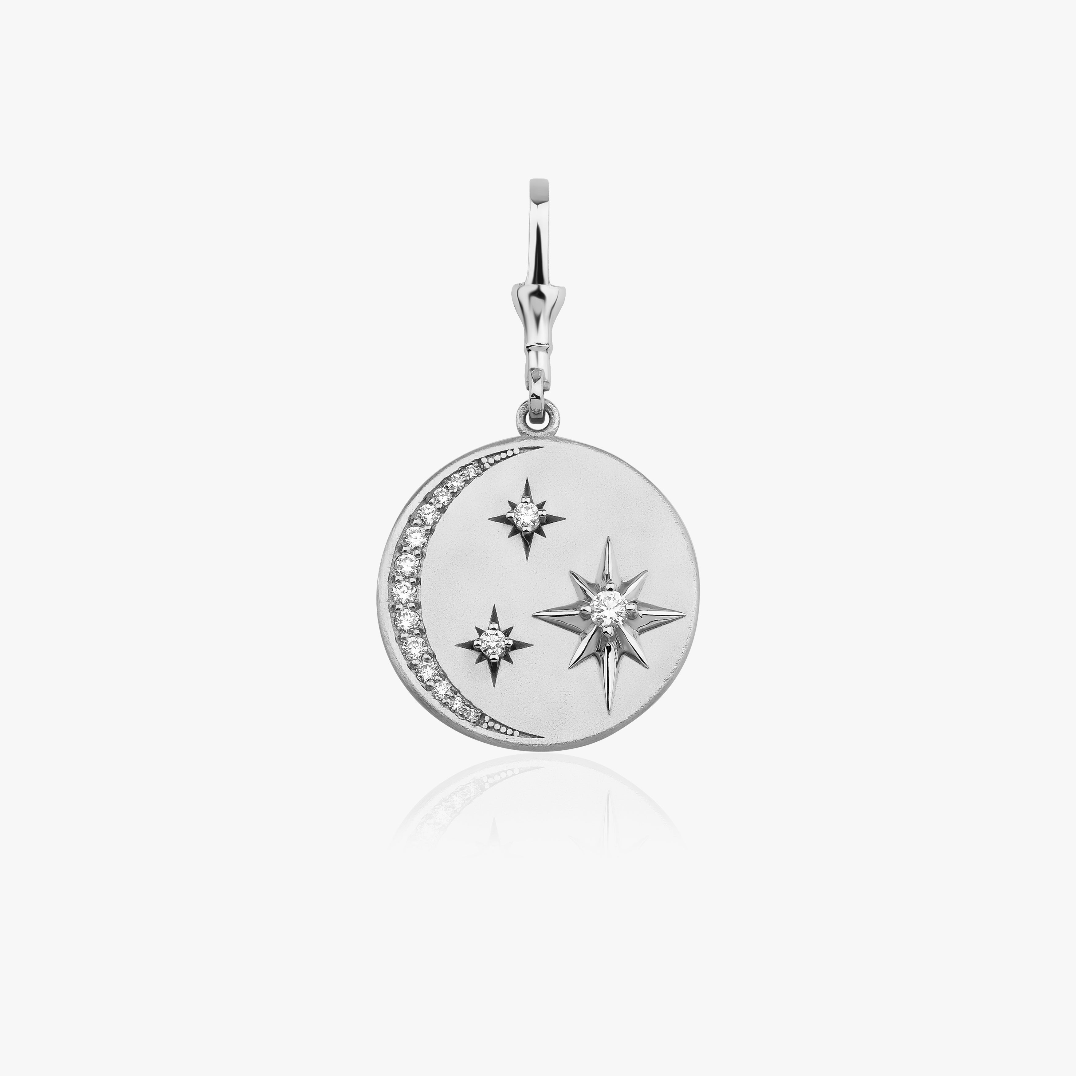 Crescent Moon and North Star Medallion Pendant