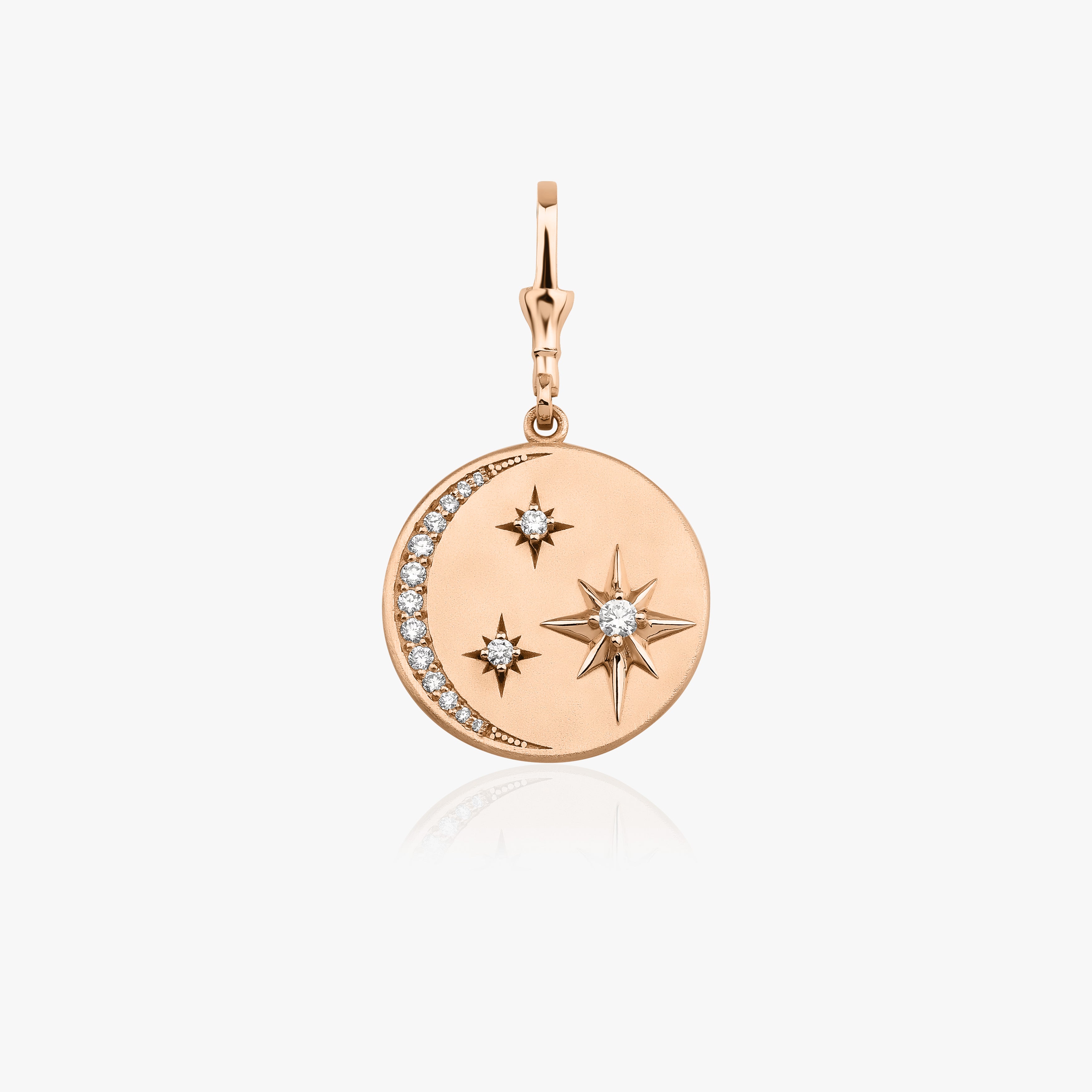 Crescent Moon and North Star Medallion Pendant