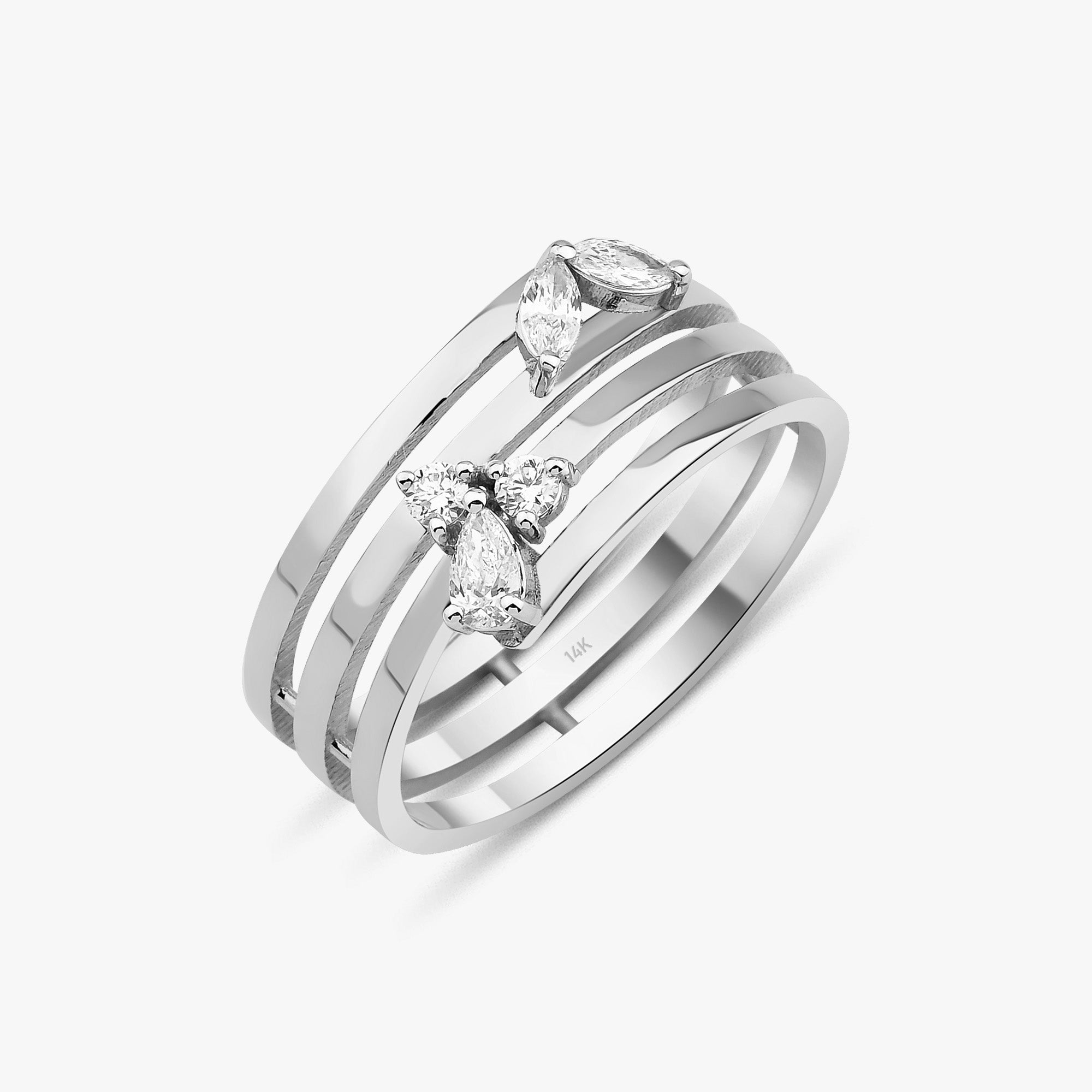 Elegant Diamond Swirl Ring in 14K Gold