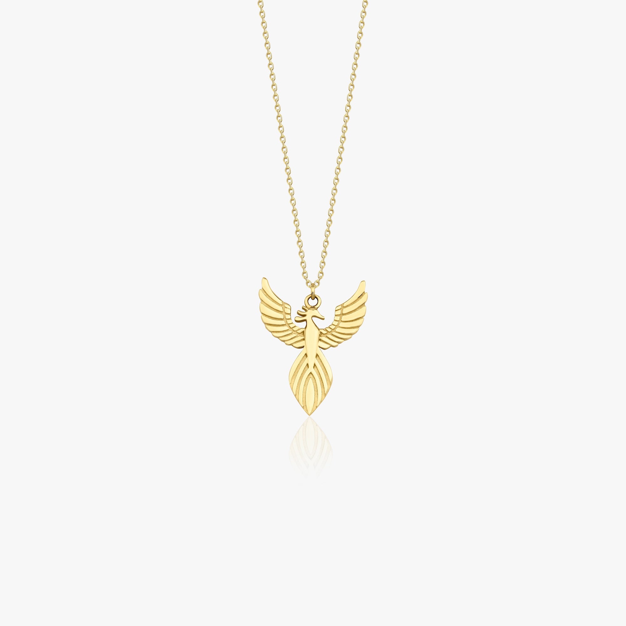 Phoenix Bird Necklace in 14K Gold