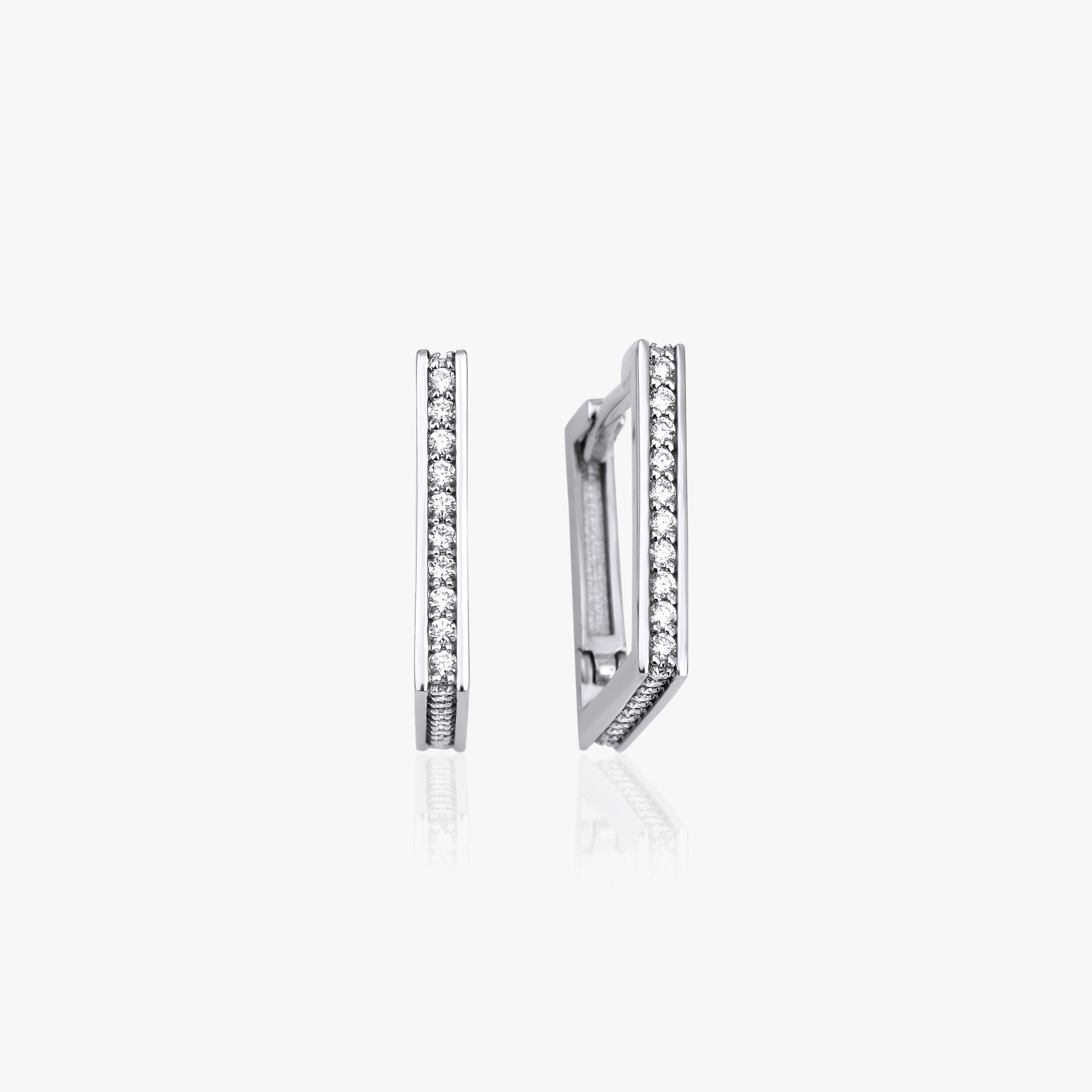 Diamond Square Huggie Earrings