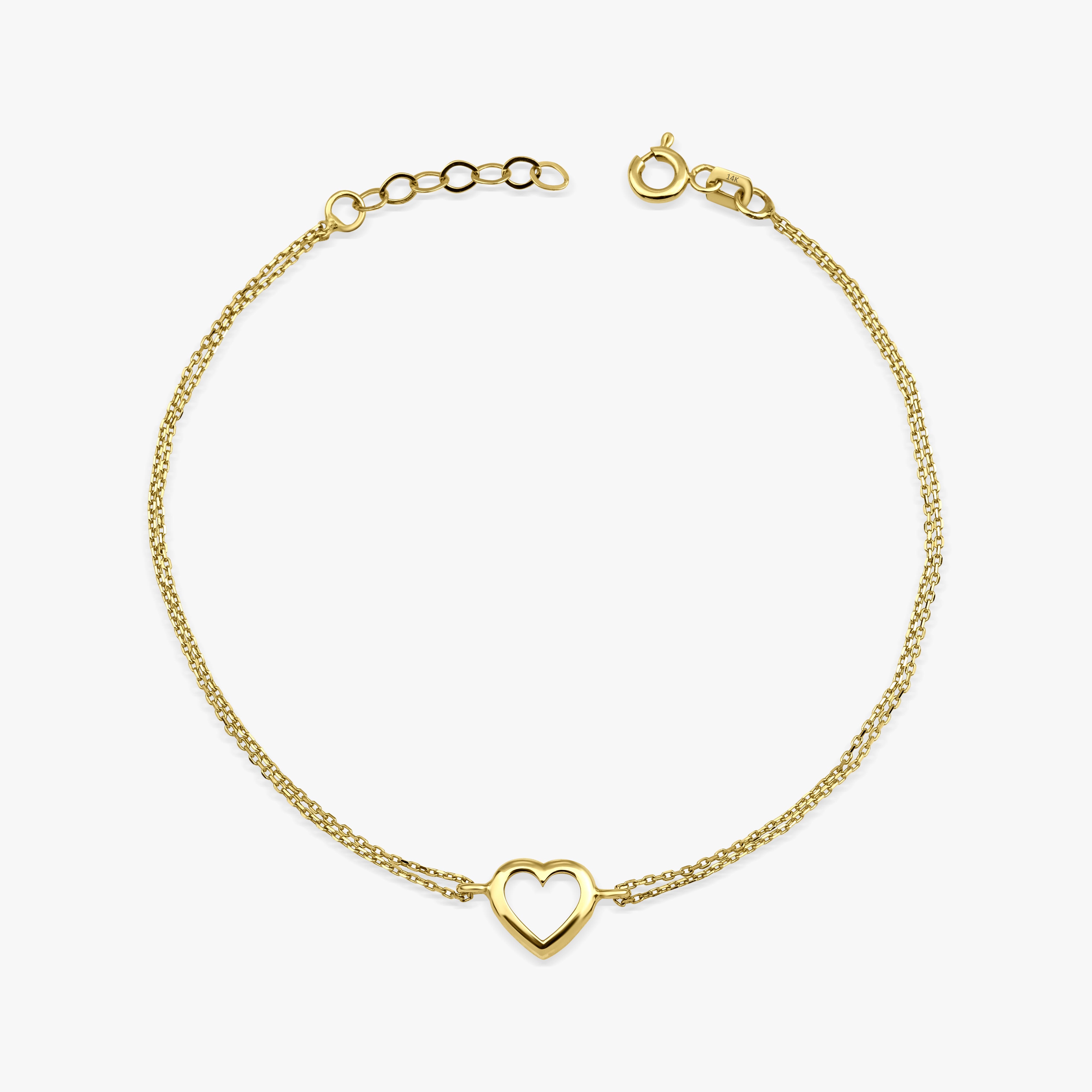 Mini Open Heart Bracelet in 14K Gold