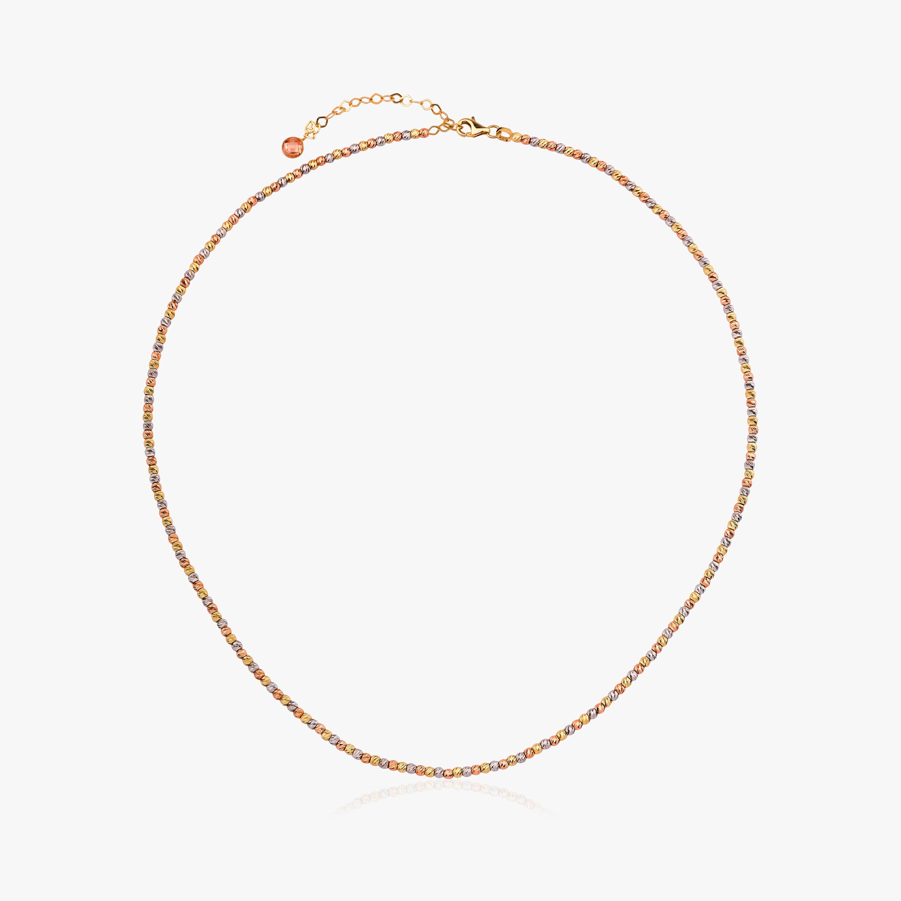 Tricolor Laser Cut Beaded Chain Necklace