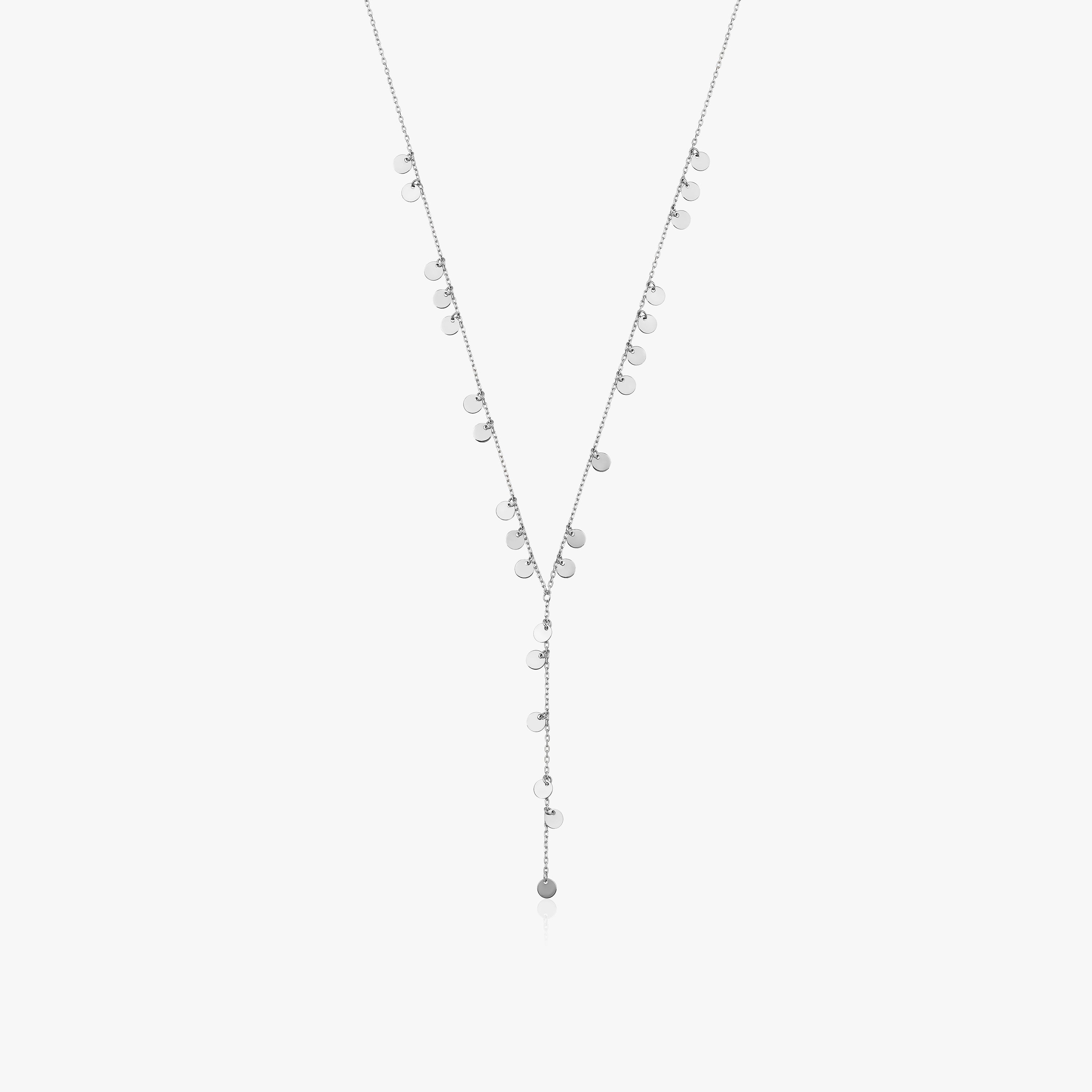 Dangle Disc Lariat Necklace in 14K Gold