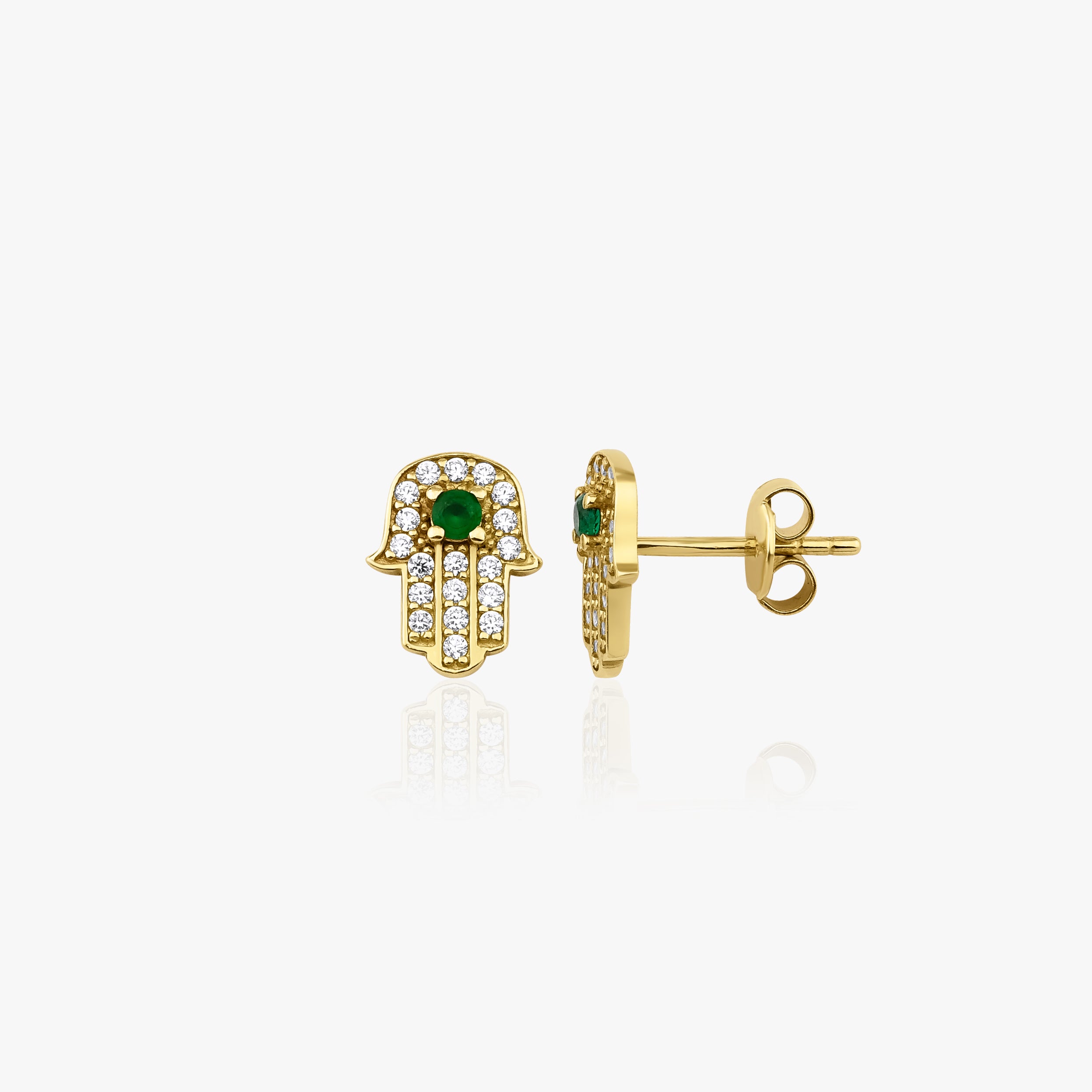 Hamsa Stud Earrings in 14K Gold
