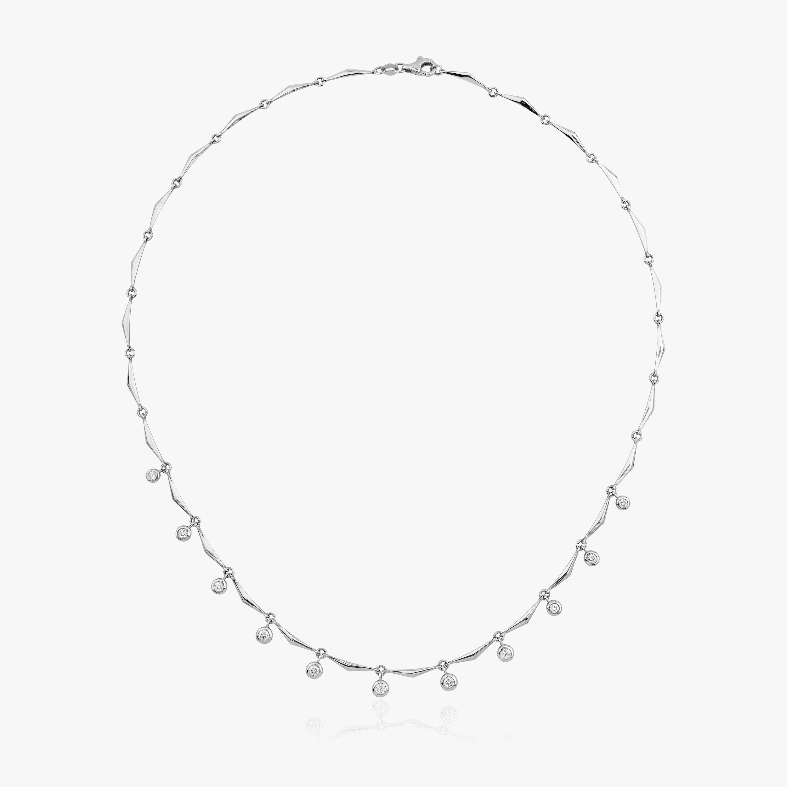 Diamond Station Necklace With Wishbone Chain