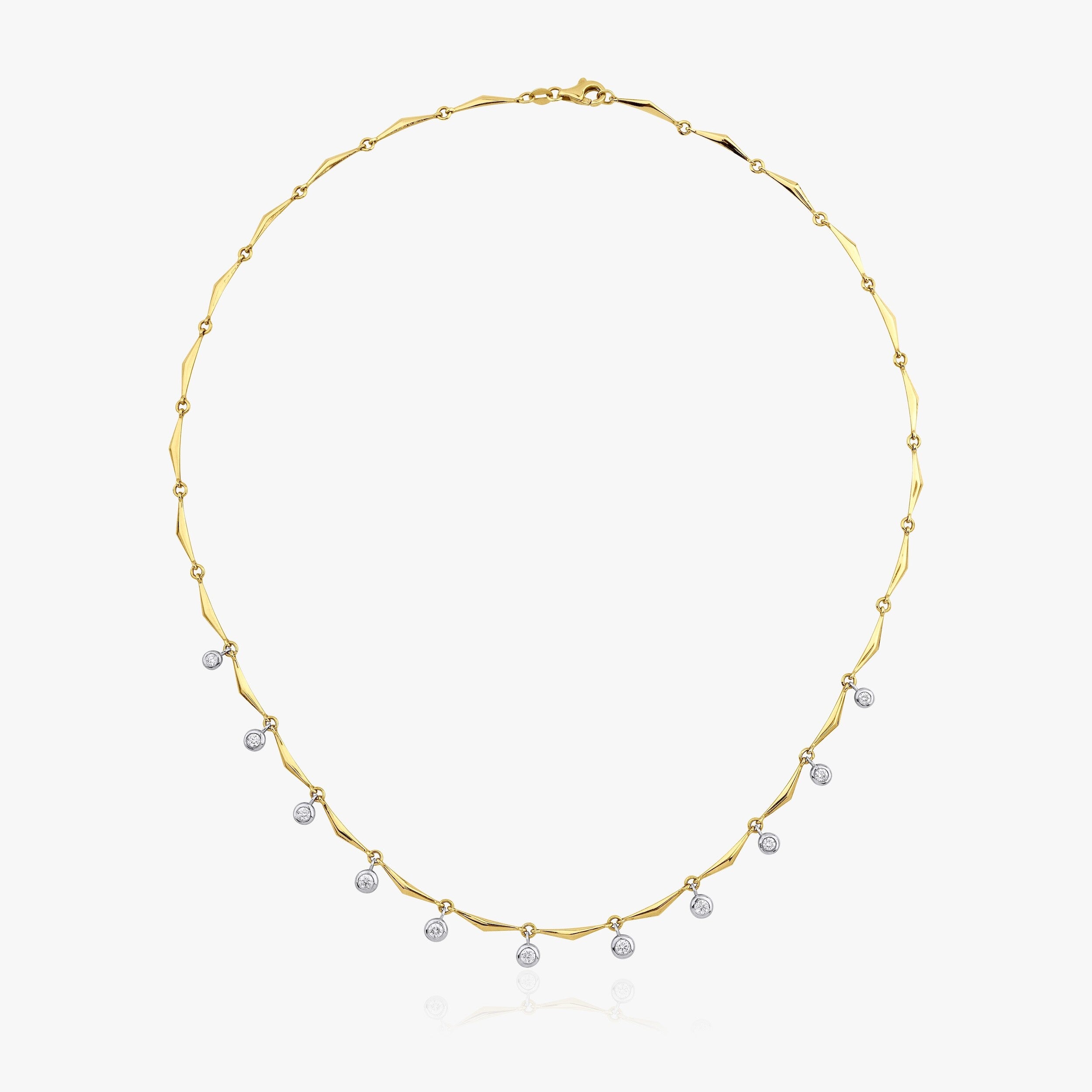 Diamond Station Necklace With Wishbone Chain