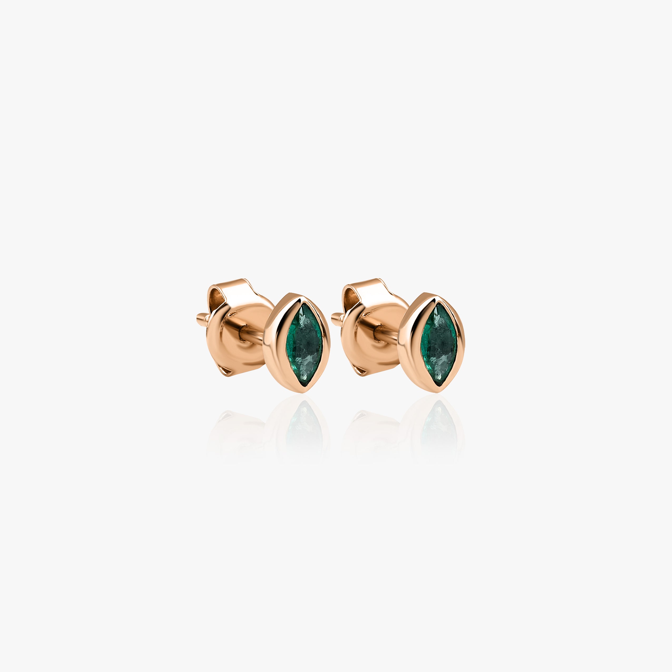 Marquise Emerald Stud Earrings Available in 14K and 18K Gold