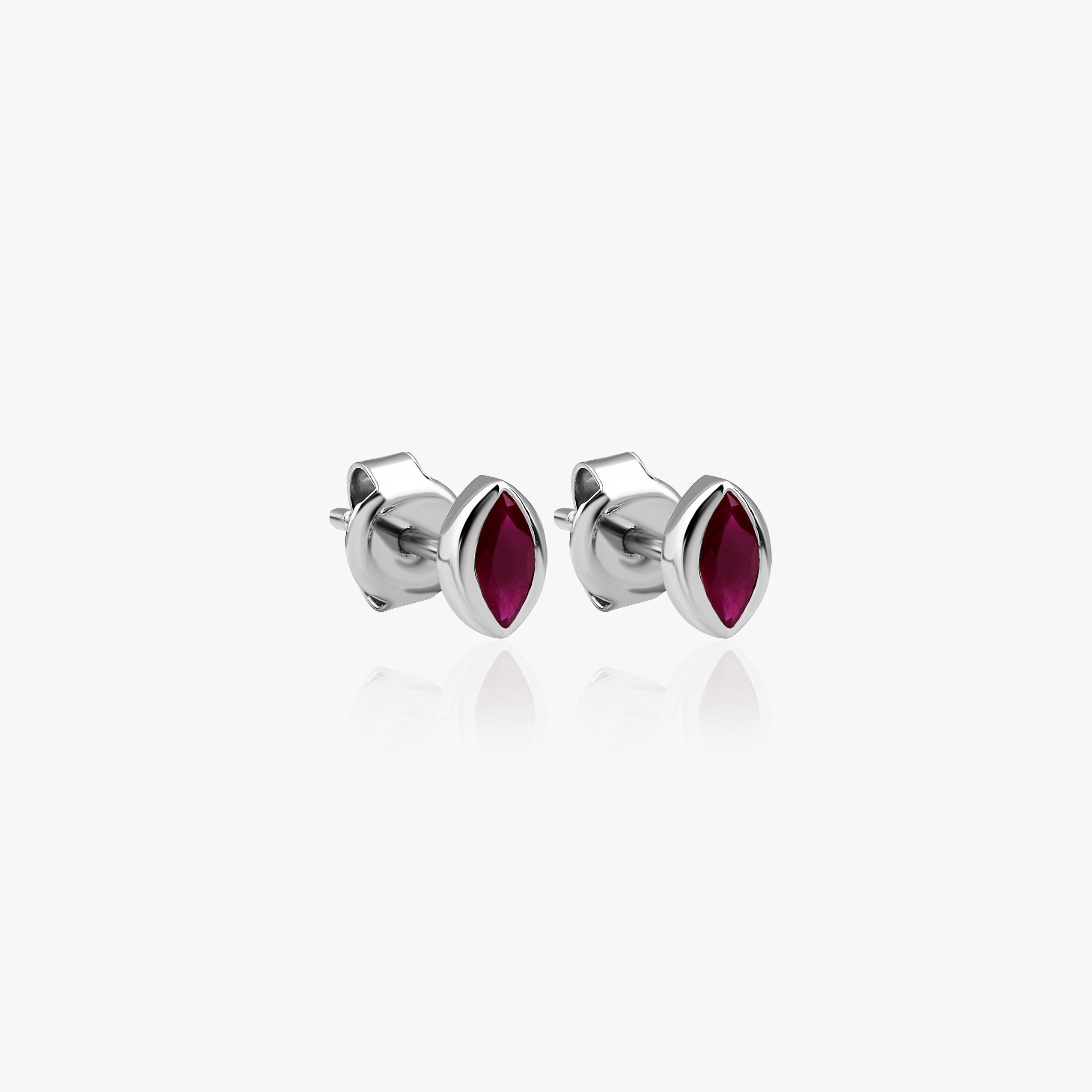 Marquise Ruby Stud Earrings Available in 14K and 18K Gold