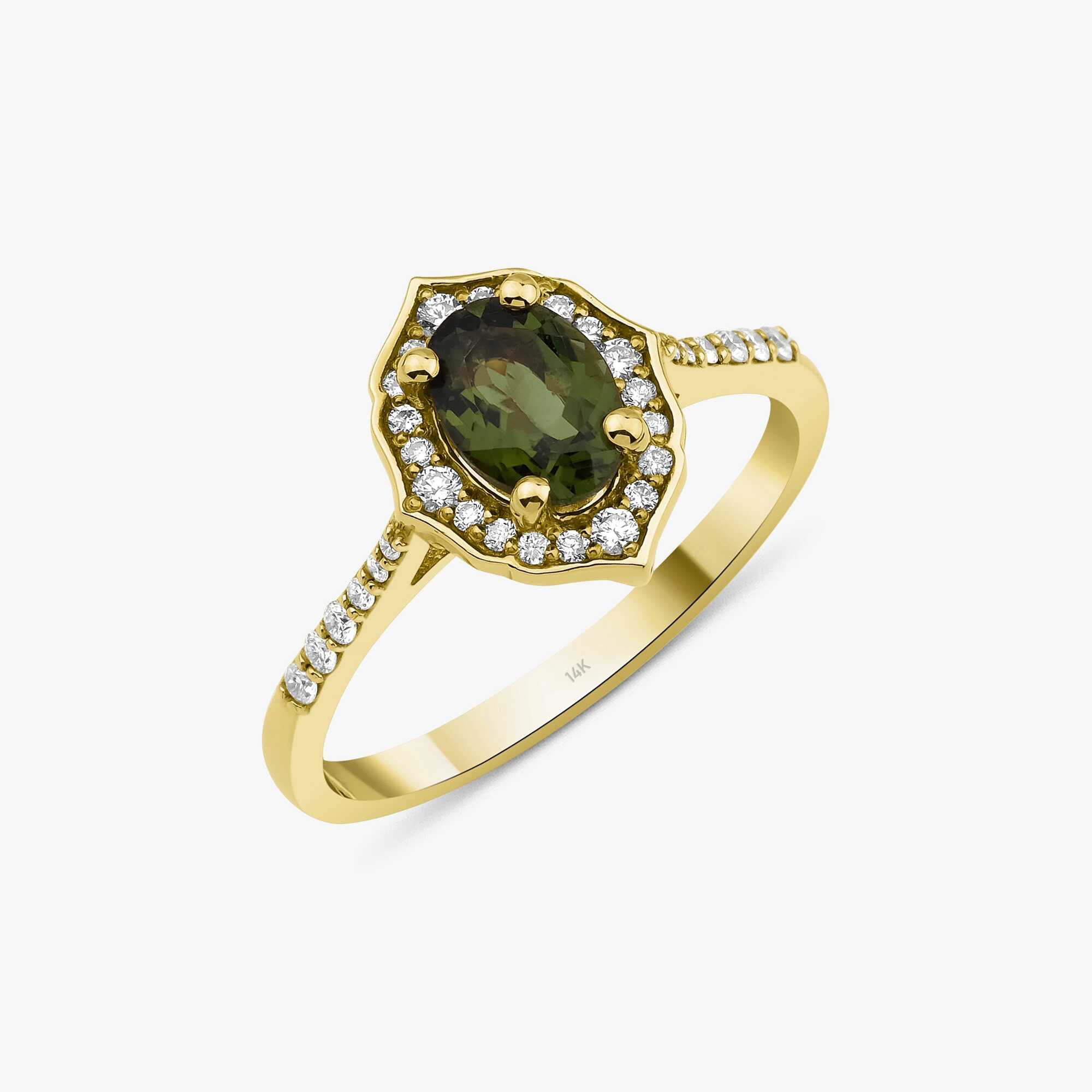 Peridot and Diamond Vintage Ring