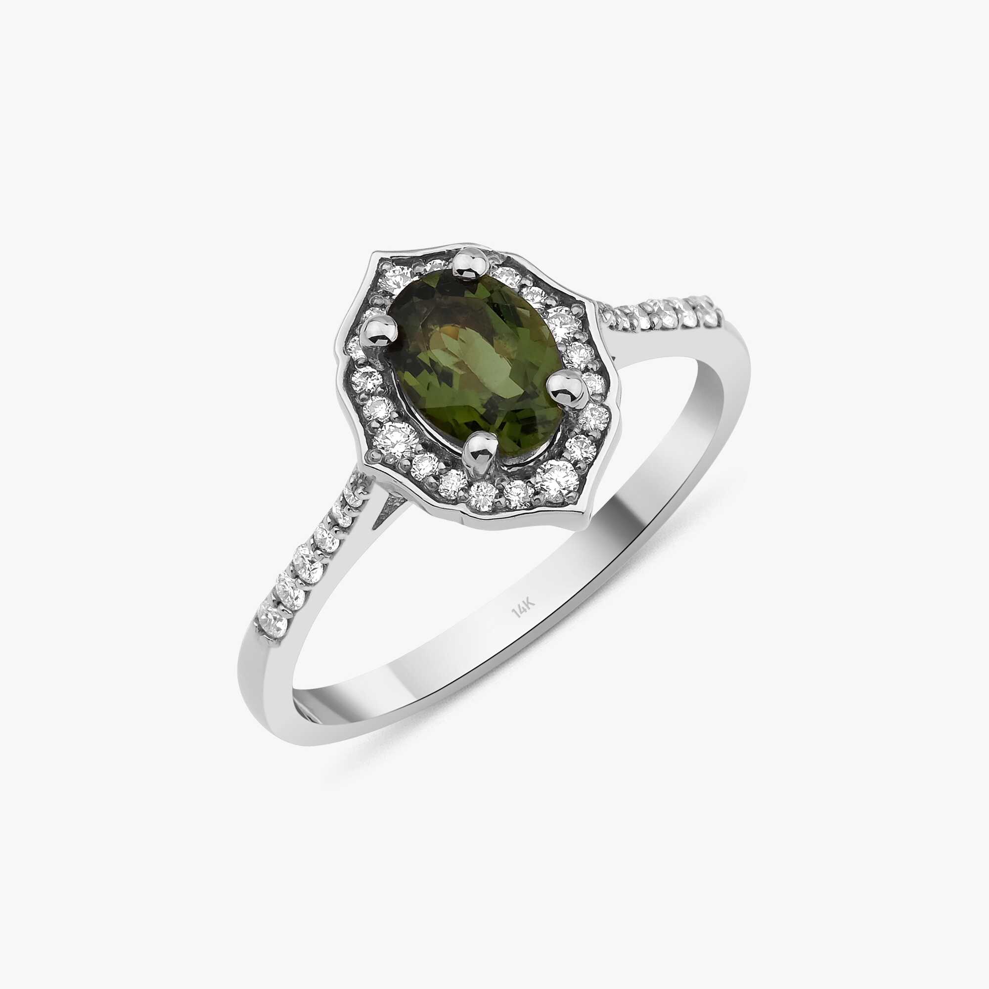 Peridot and Diamond Vintage Ring