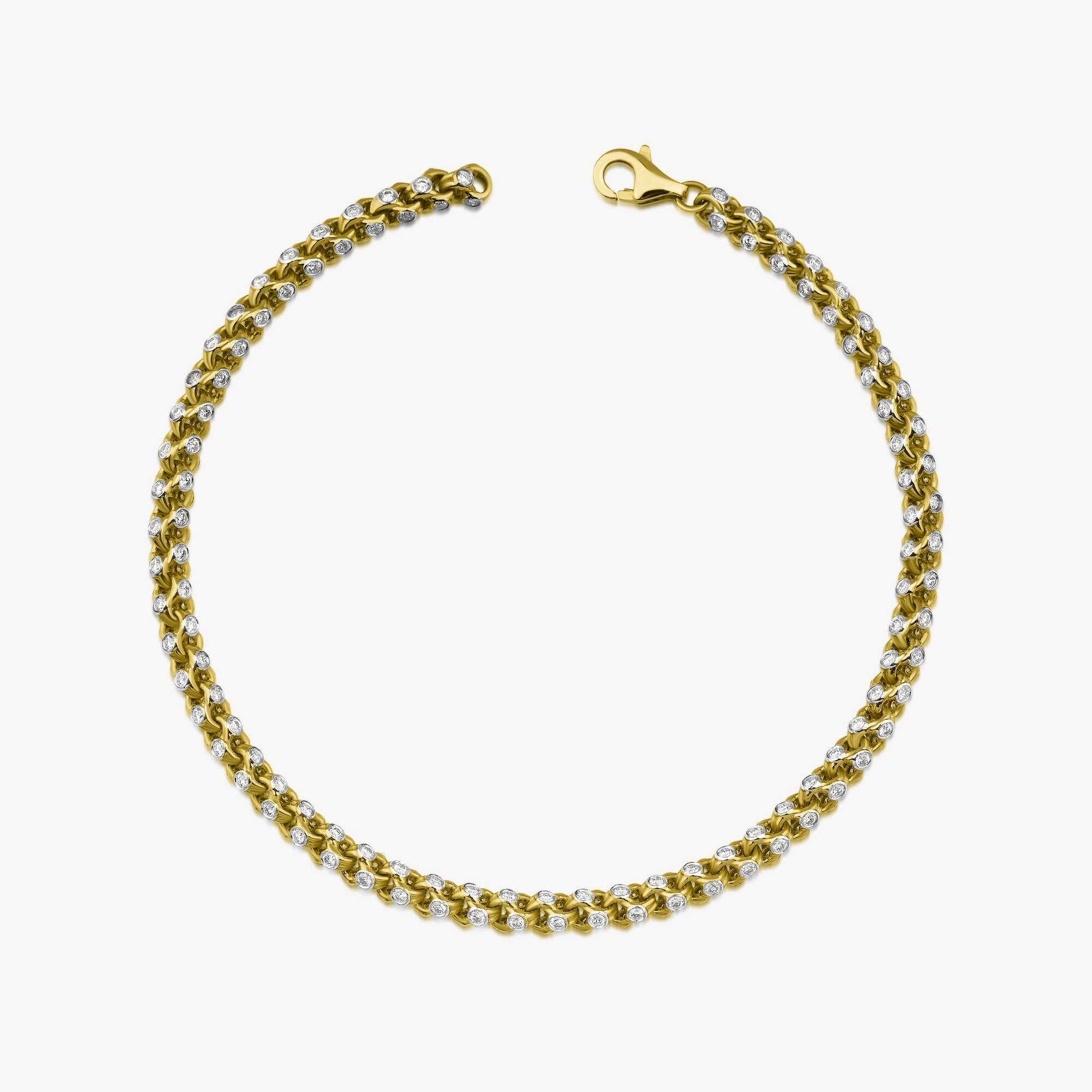 Four Sided Diamond Tennis Bracelet in 14K Gold