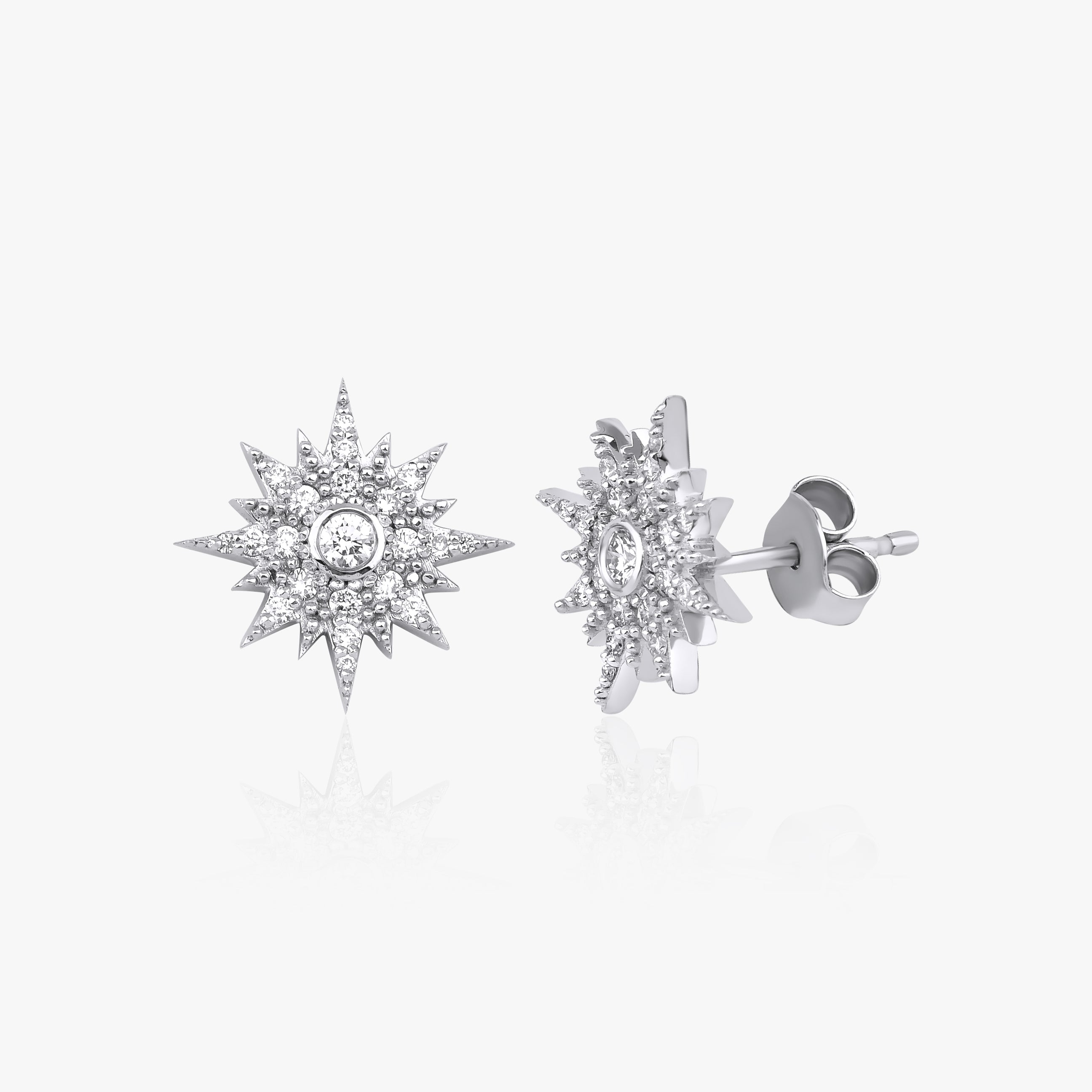 Diamond Starburst Earrings Available in 14K and 18K Gold