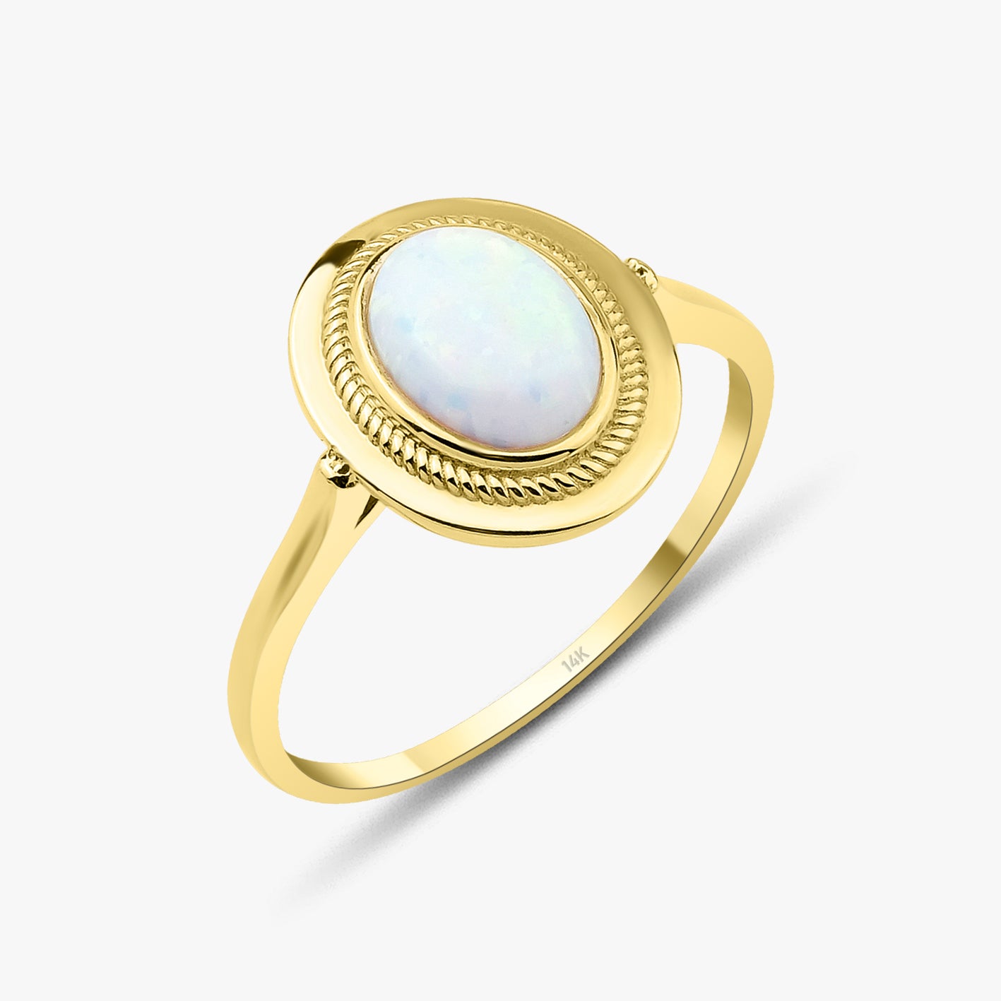 Bezel Set Opal Ring in 14K Gold
