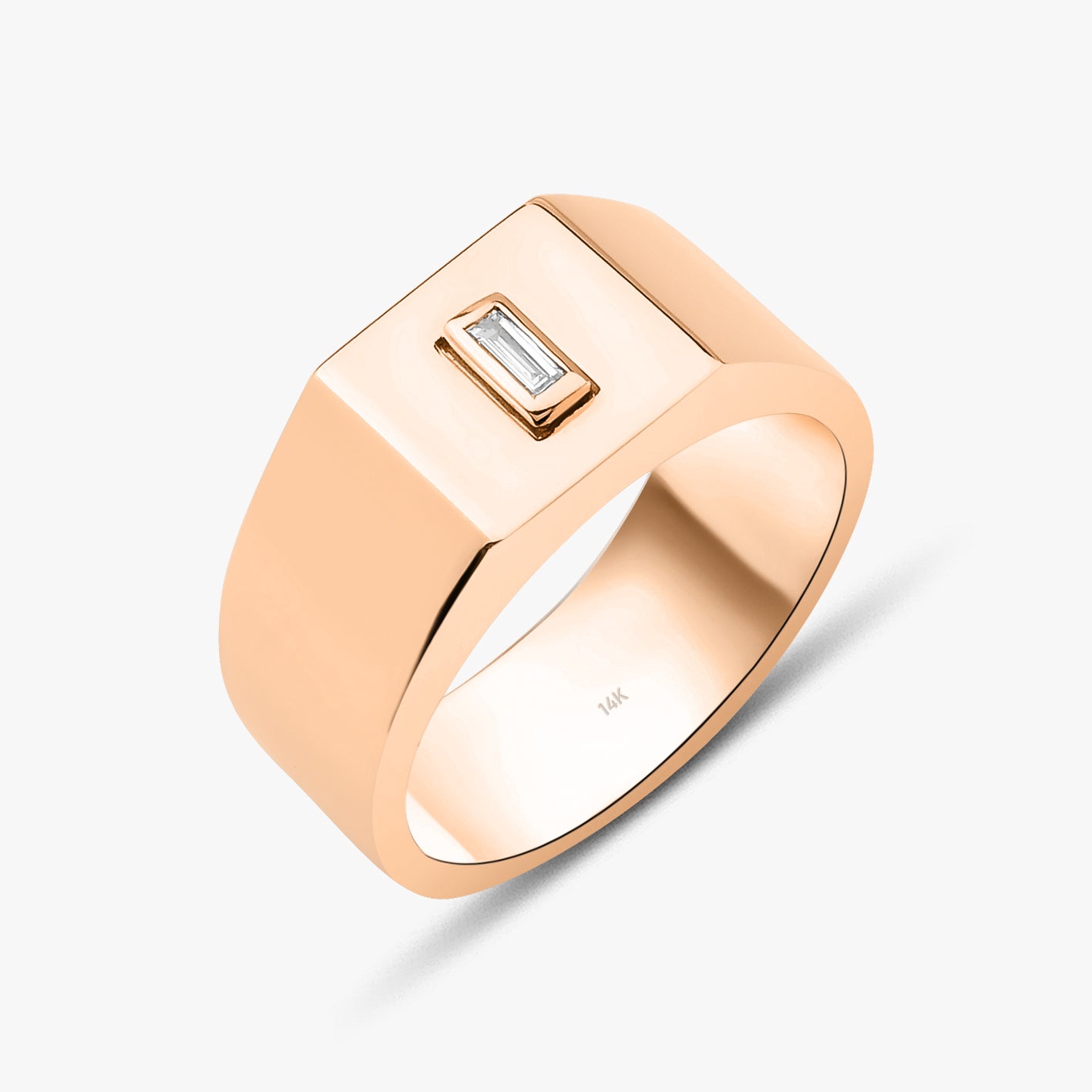 Diamond Square Signet Ring in 14K Gold