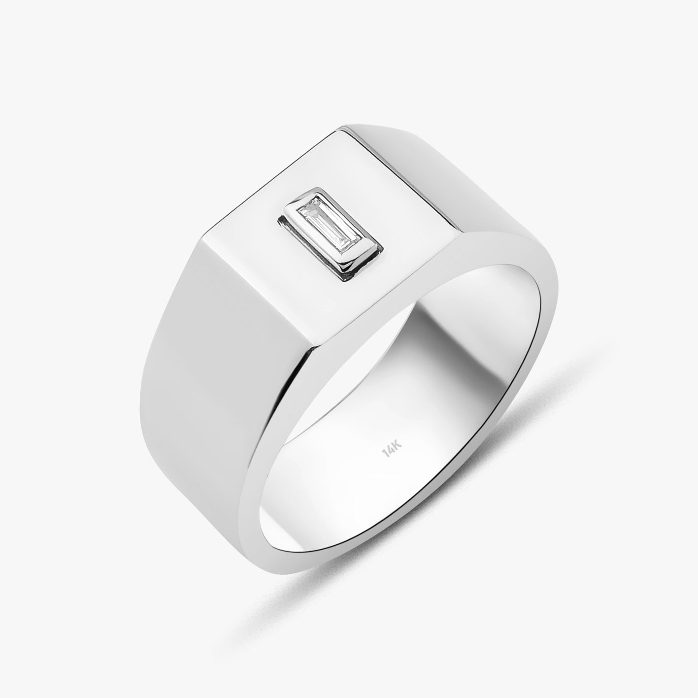Diamond Square Signet Ring in 14K Gold