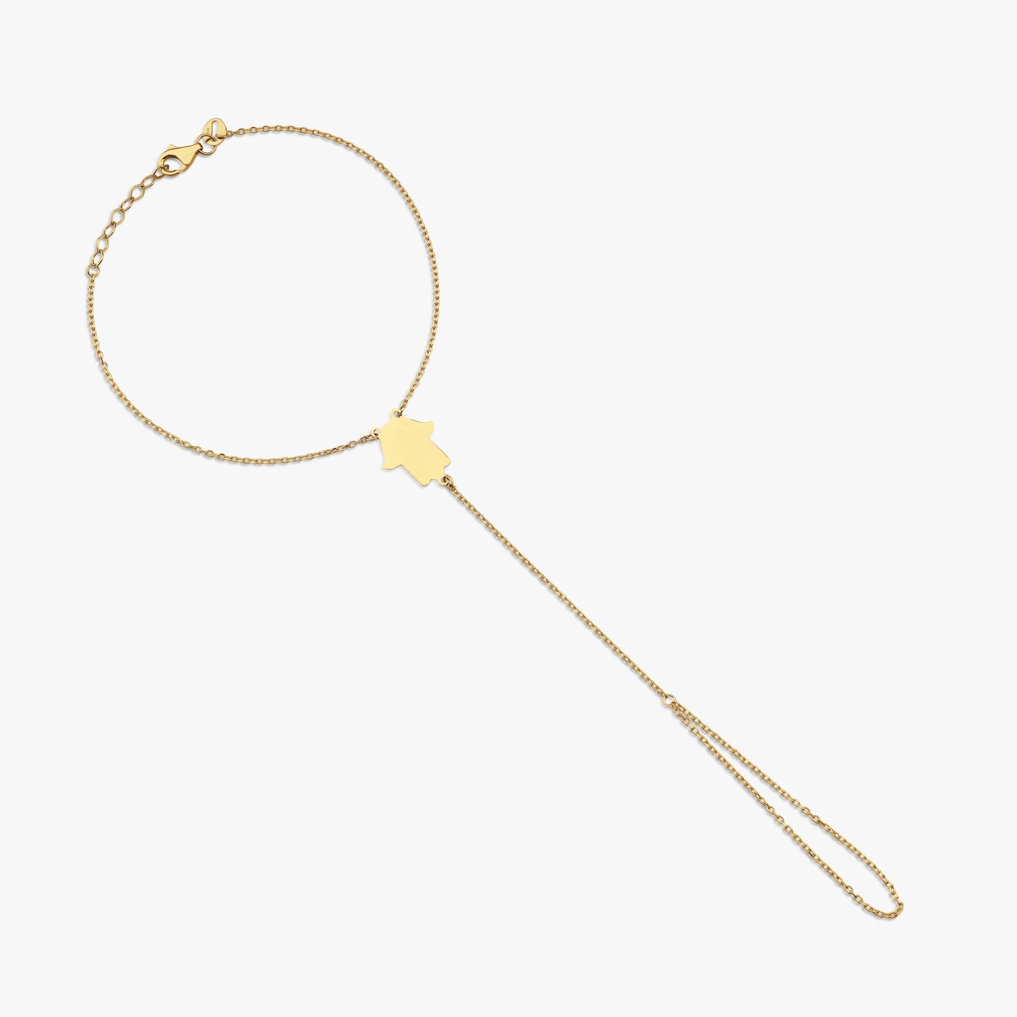 Hamsa Protection Hand Chain Bracelet in 14K Gold