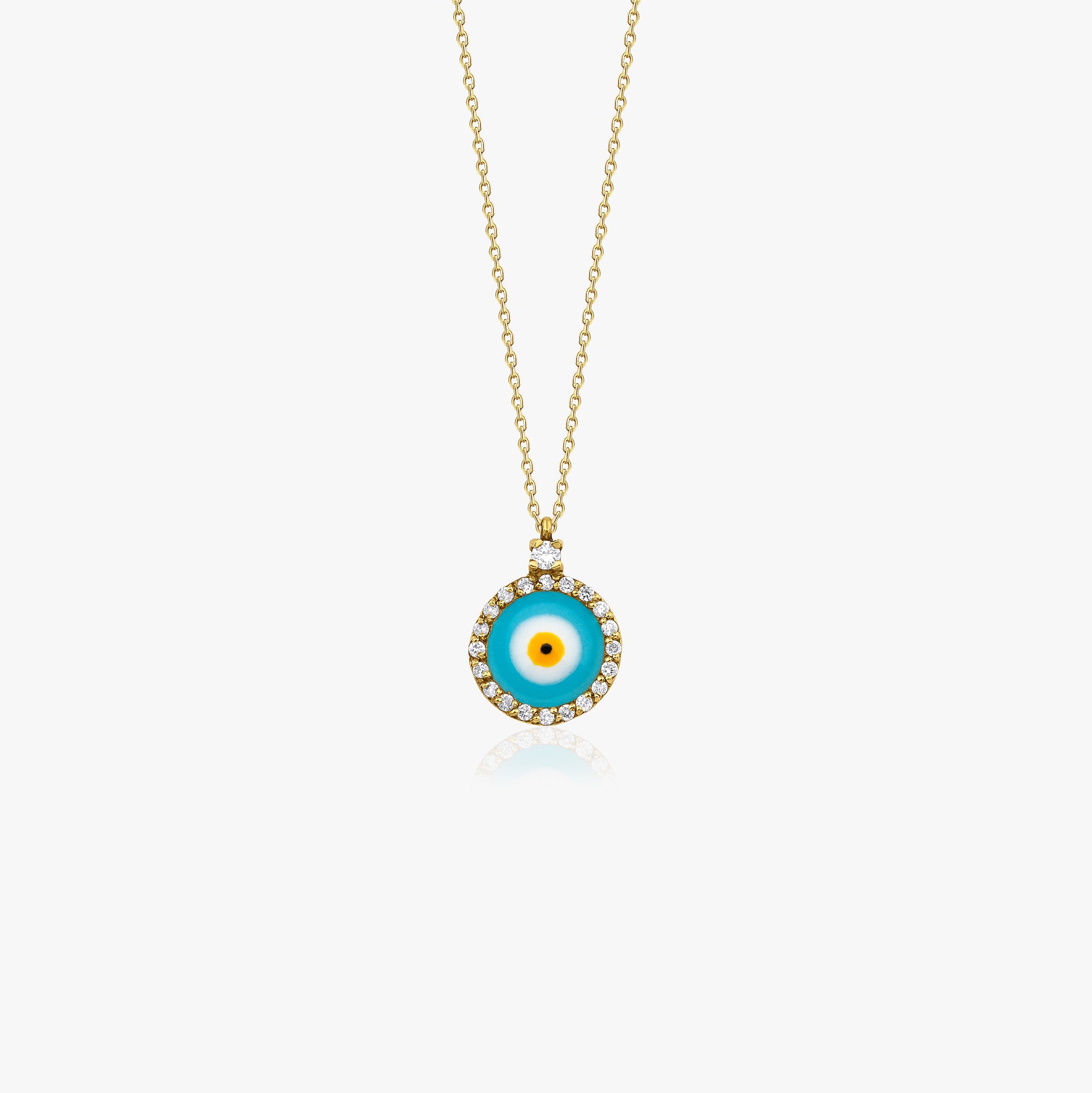 Mini Traditional Diamond Evil Eye Necklace in 18K Gold