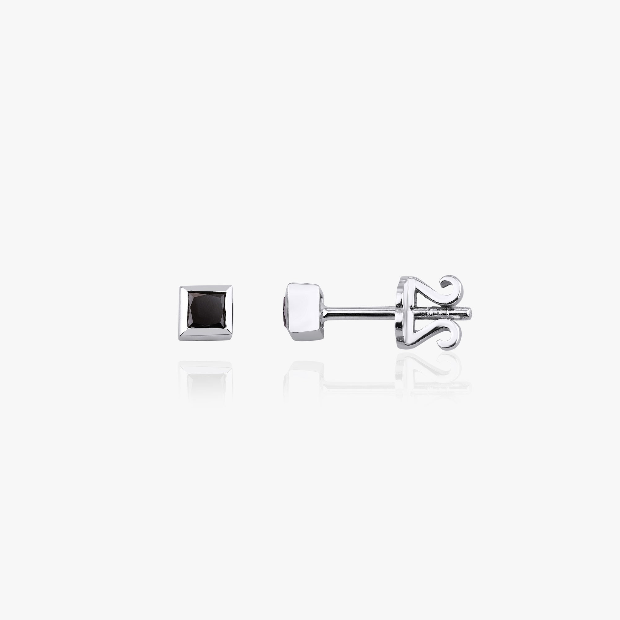 Princess Cut Black Diamond Stud Earrings Available in 14K and 18K Gold