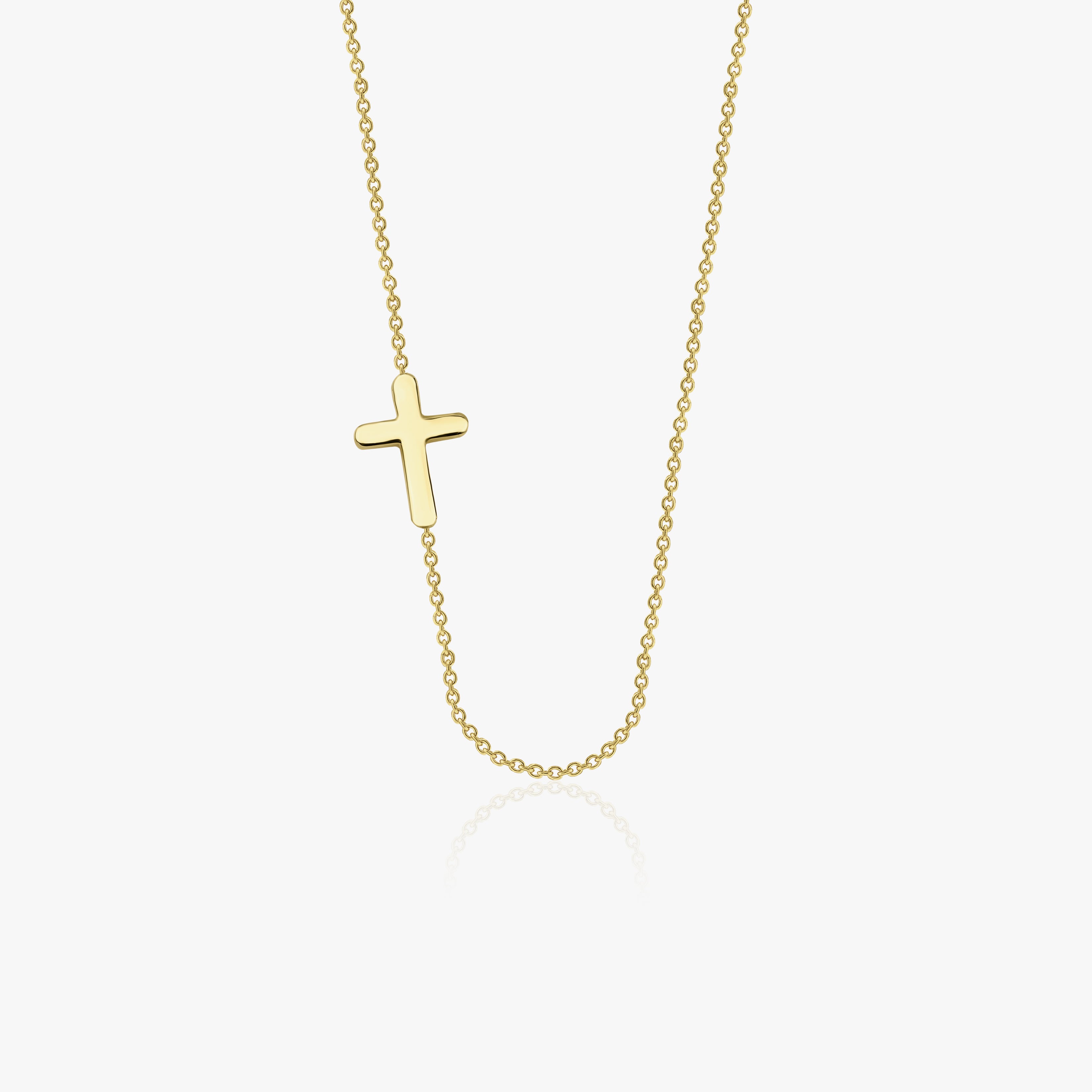 Sideways Cross Necklace in 14K Gold
