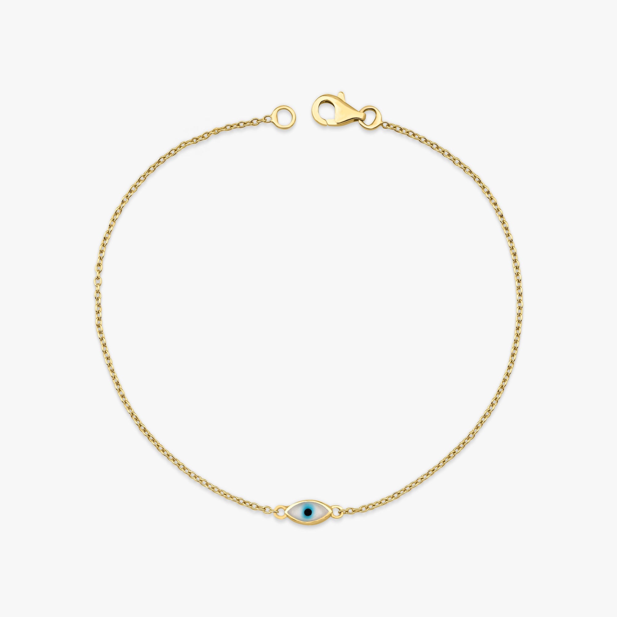 White Evil Eye Bracelet in 14K Gold