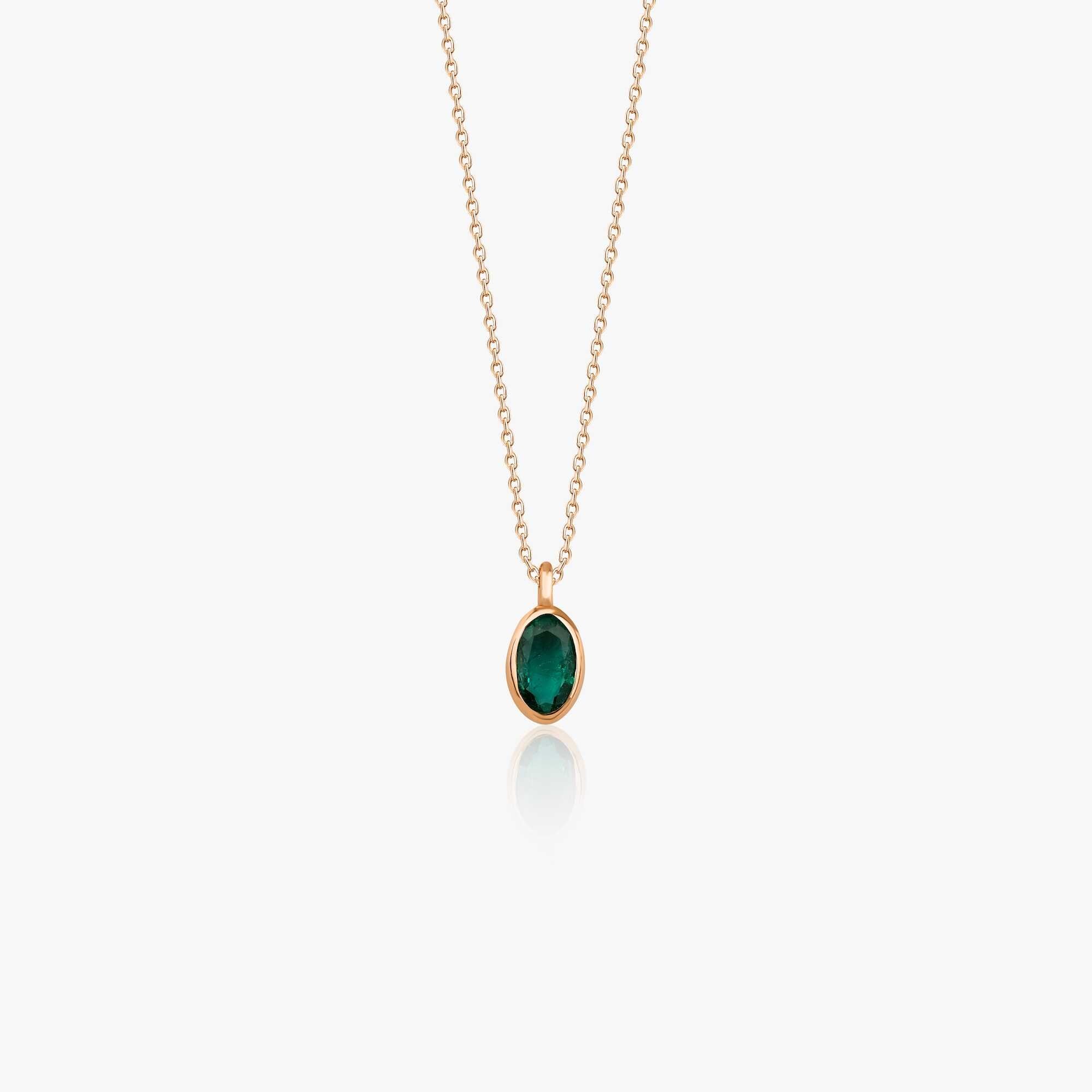 Oval Cut Emerald Solitaire Necklace
