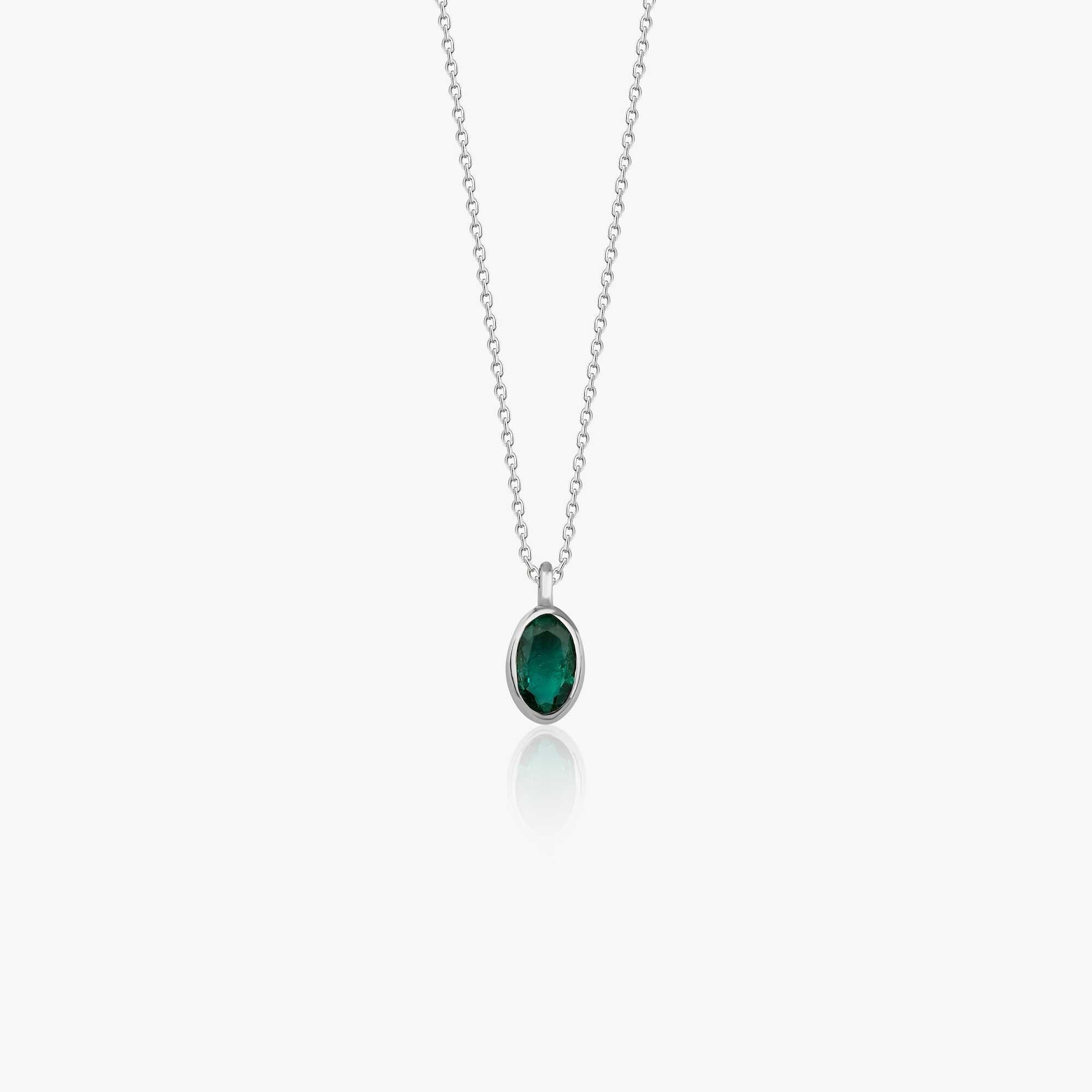 Oval Cut Emerald Solitaire Necklace