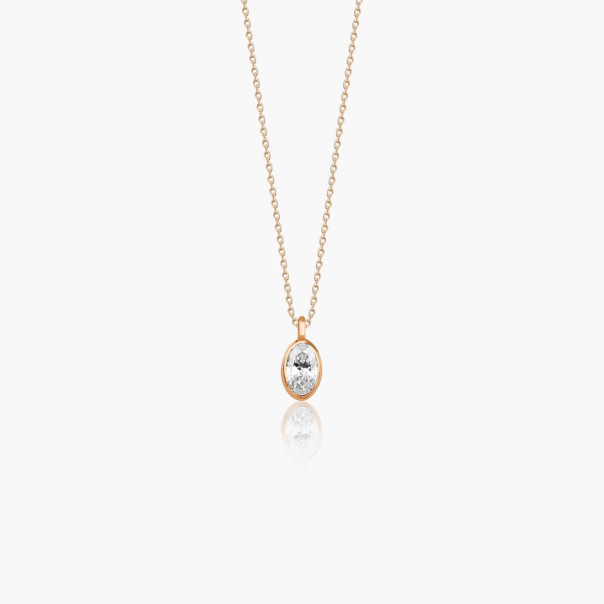 Oval Cut Diamond Solitaire Necklace