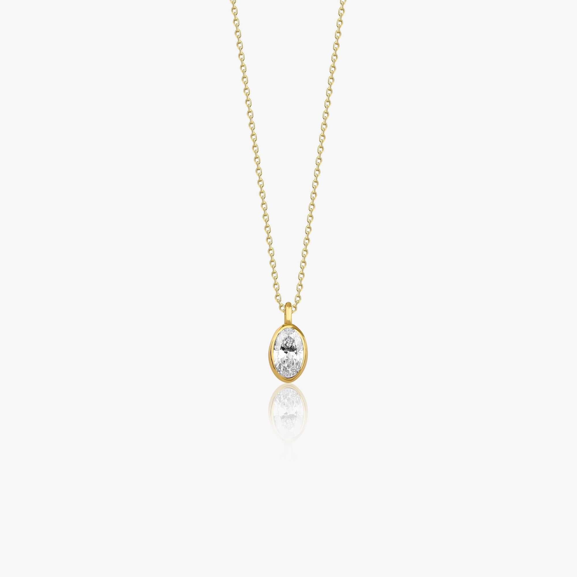 Oval Cut Diamond Solitaire Necklace
