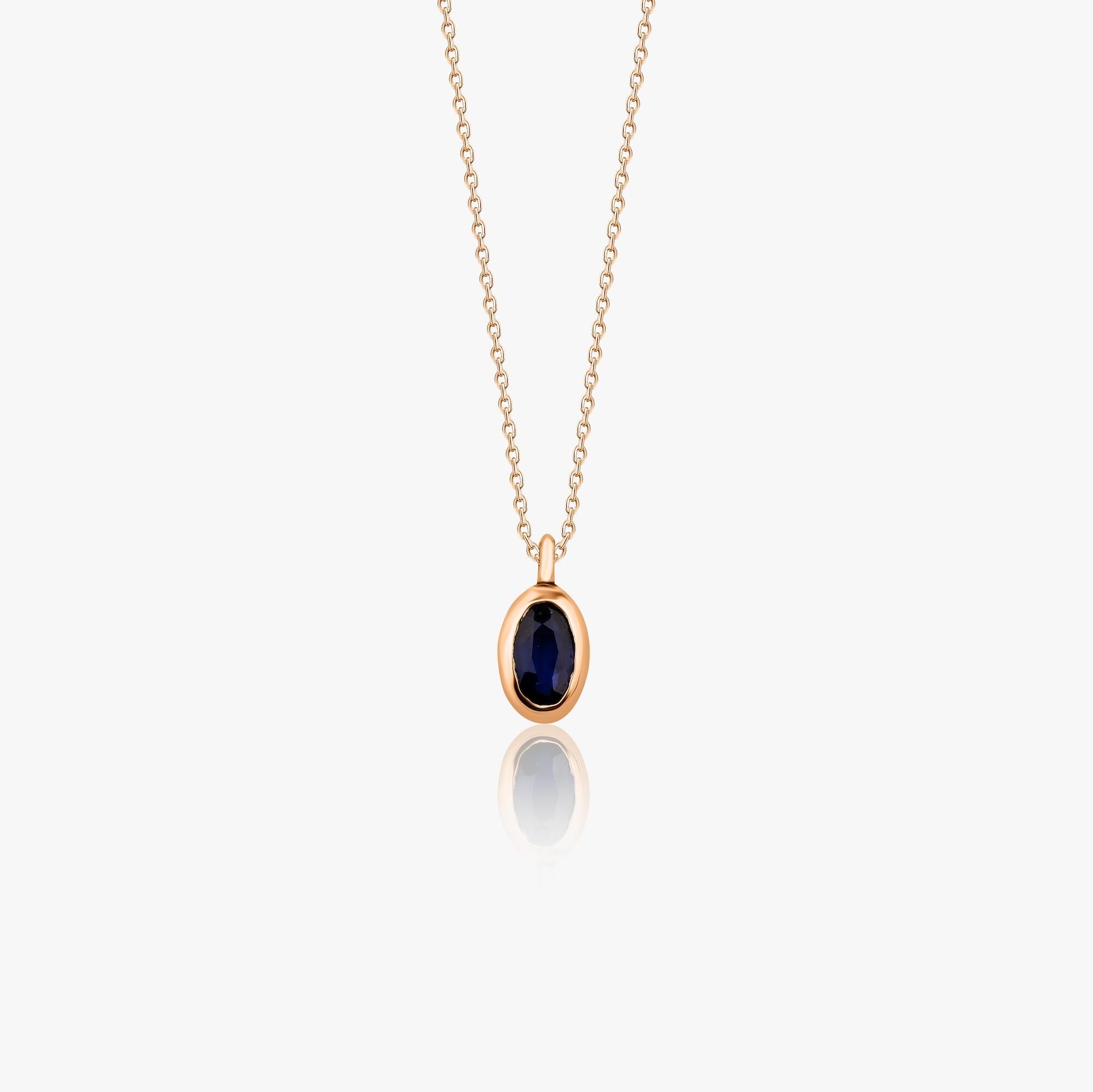 Oval Cut Blue Sapphire Solitaire Necklace