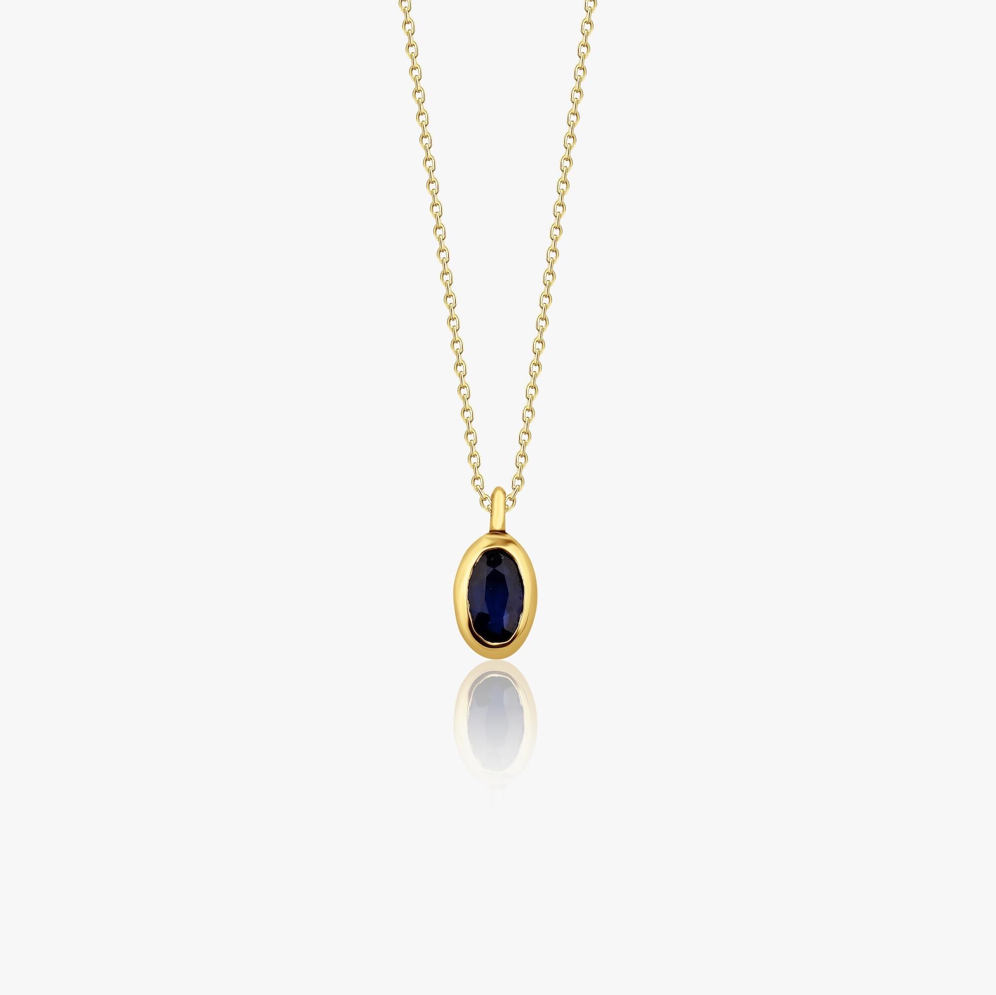 Oval Cut Blue Sapphire Solitaire Necklace