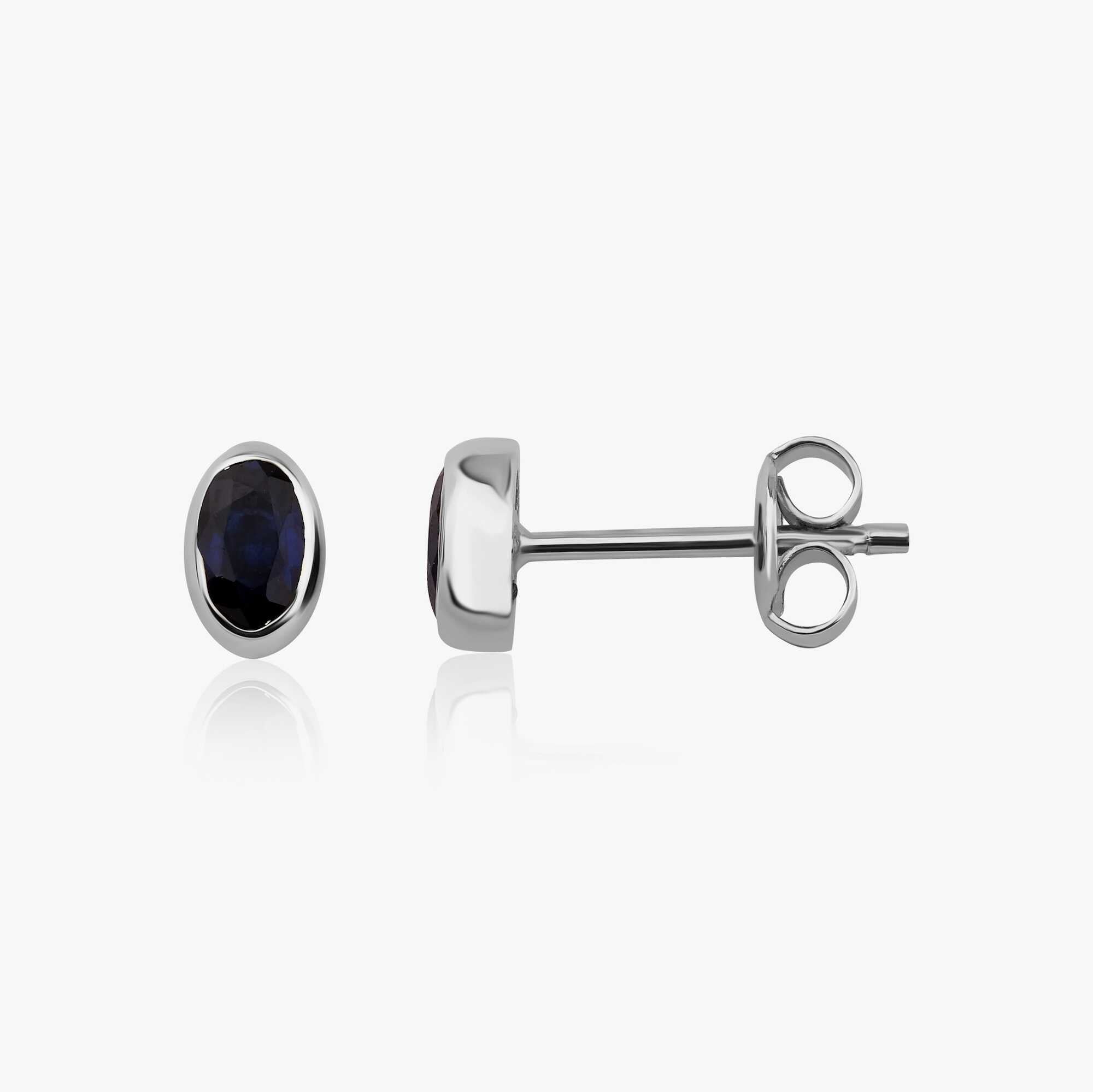 Oval Cut Sapphire Stud Earrings Available in 14K and 18K Gold