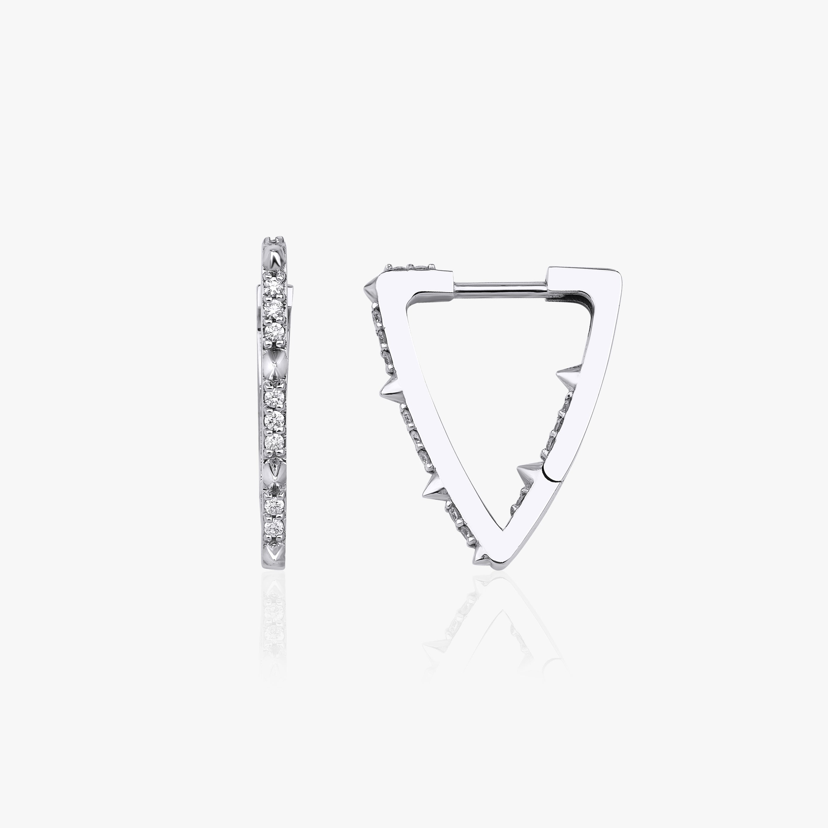 Diamond Triangle Hoops in 14K Gold