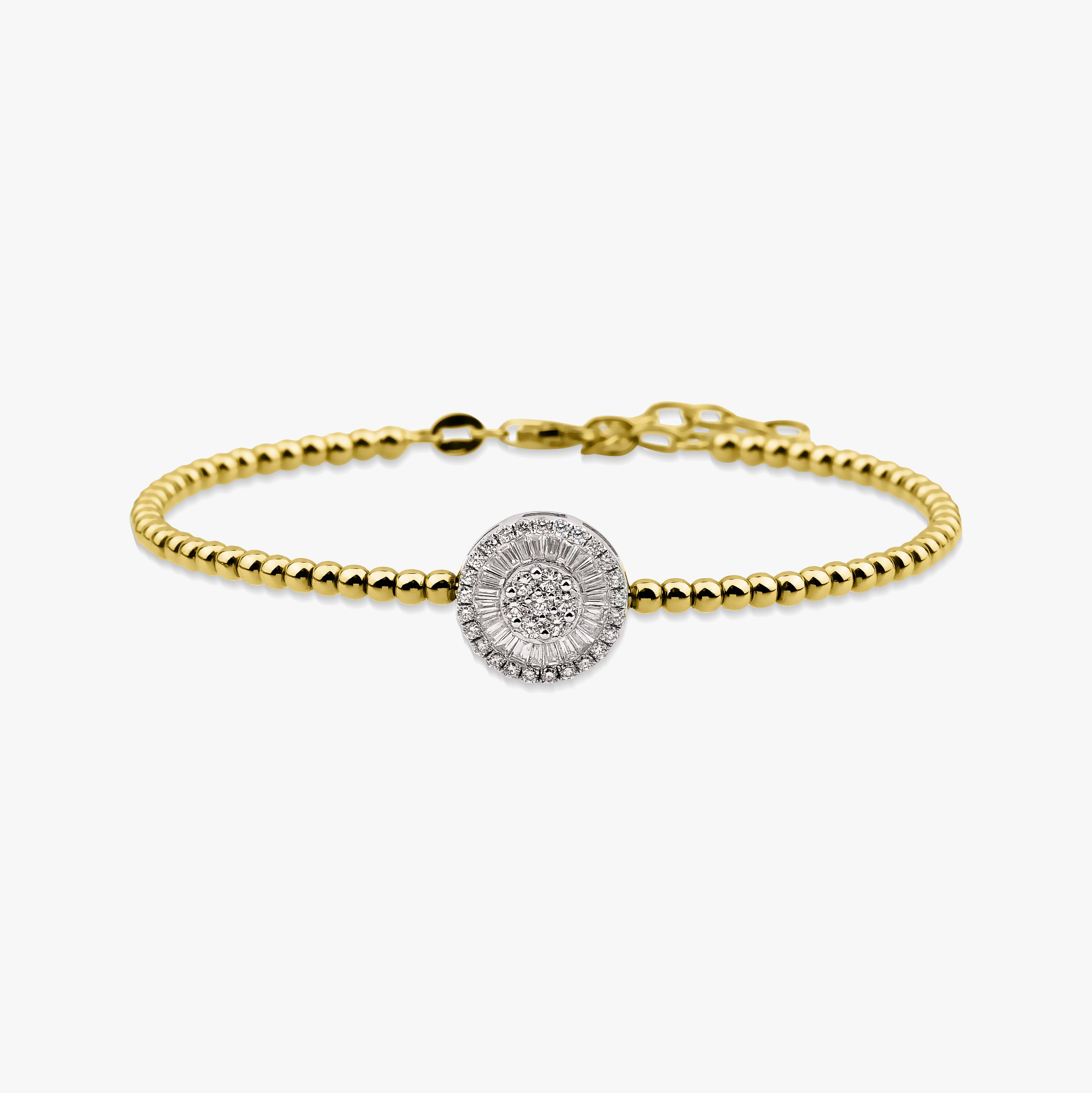Diamond Beaded Bangle Bracelet in 14K Gold