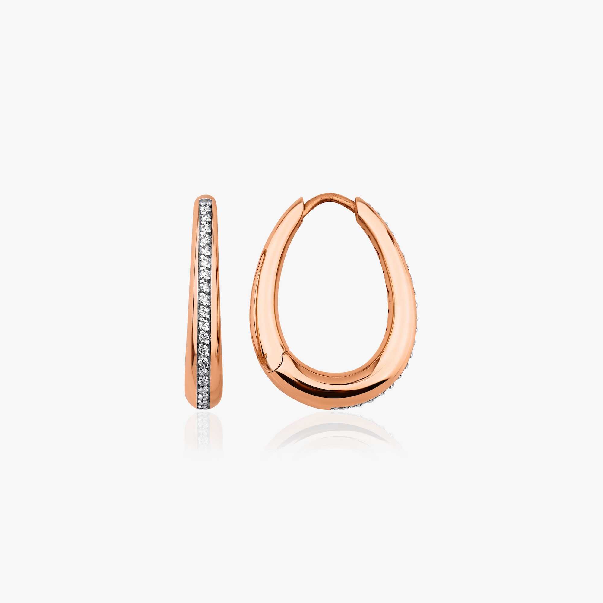 Bold Drop Shaped Diamond Hoops in 14K Gold