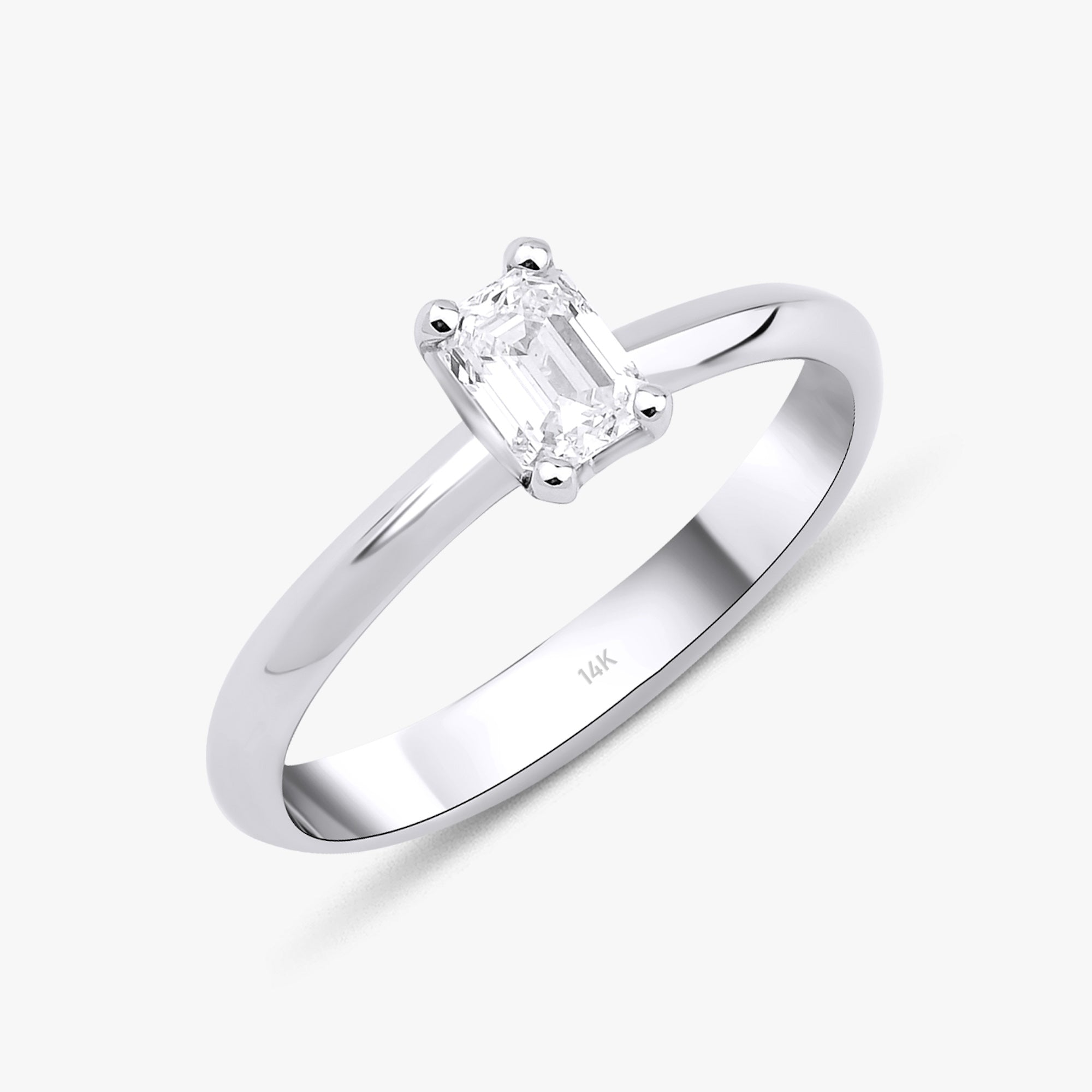 Emerald Cut Solitaire Diamond Ring