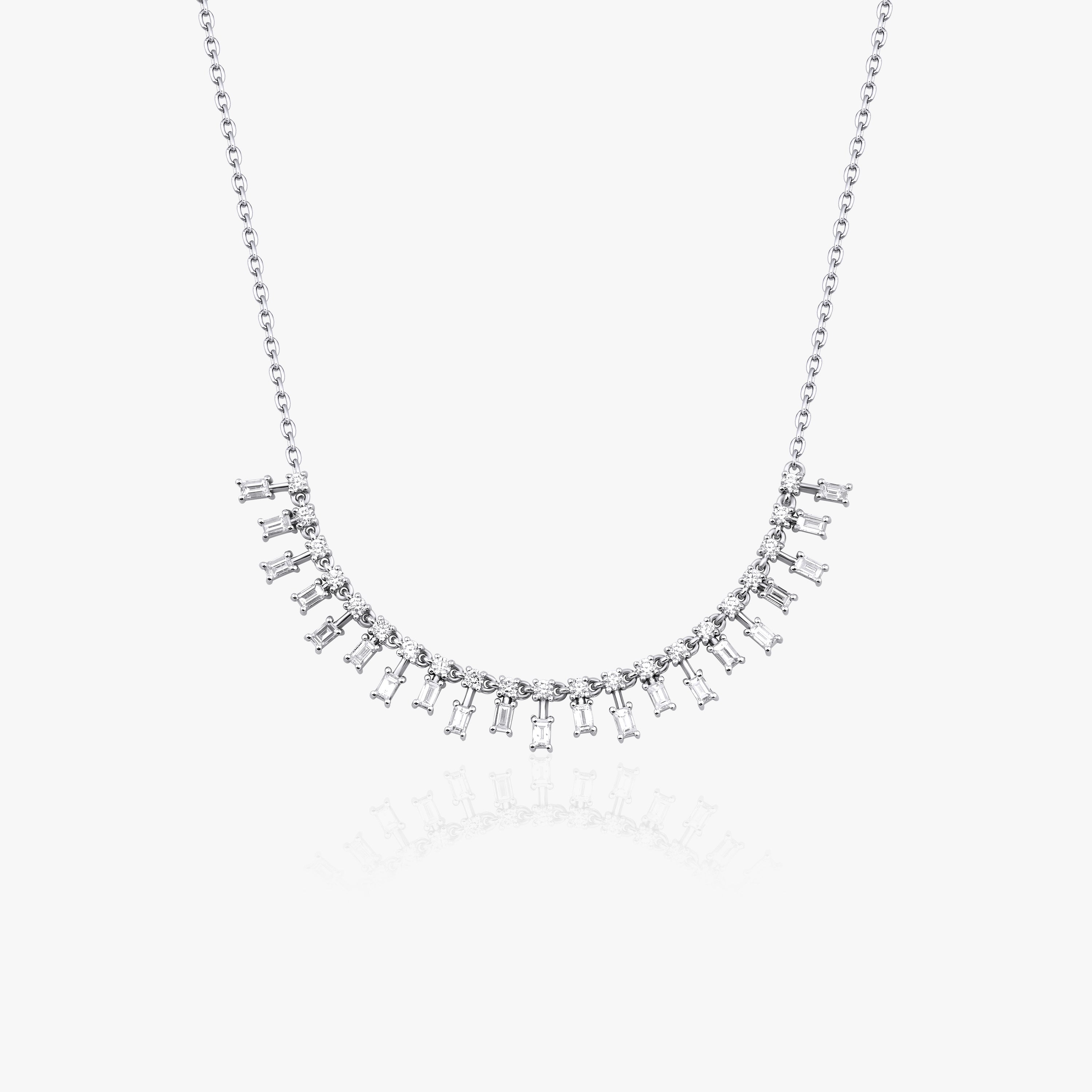 Baguette Diamond Station Necklace