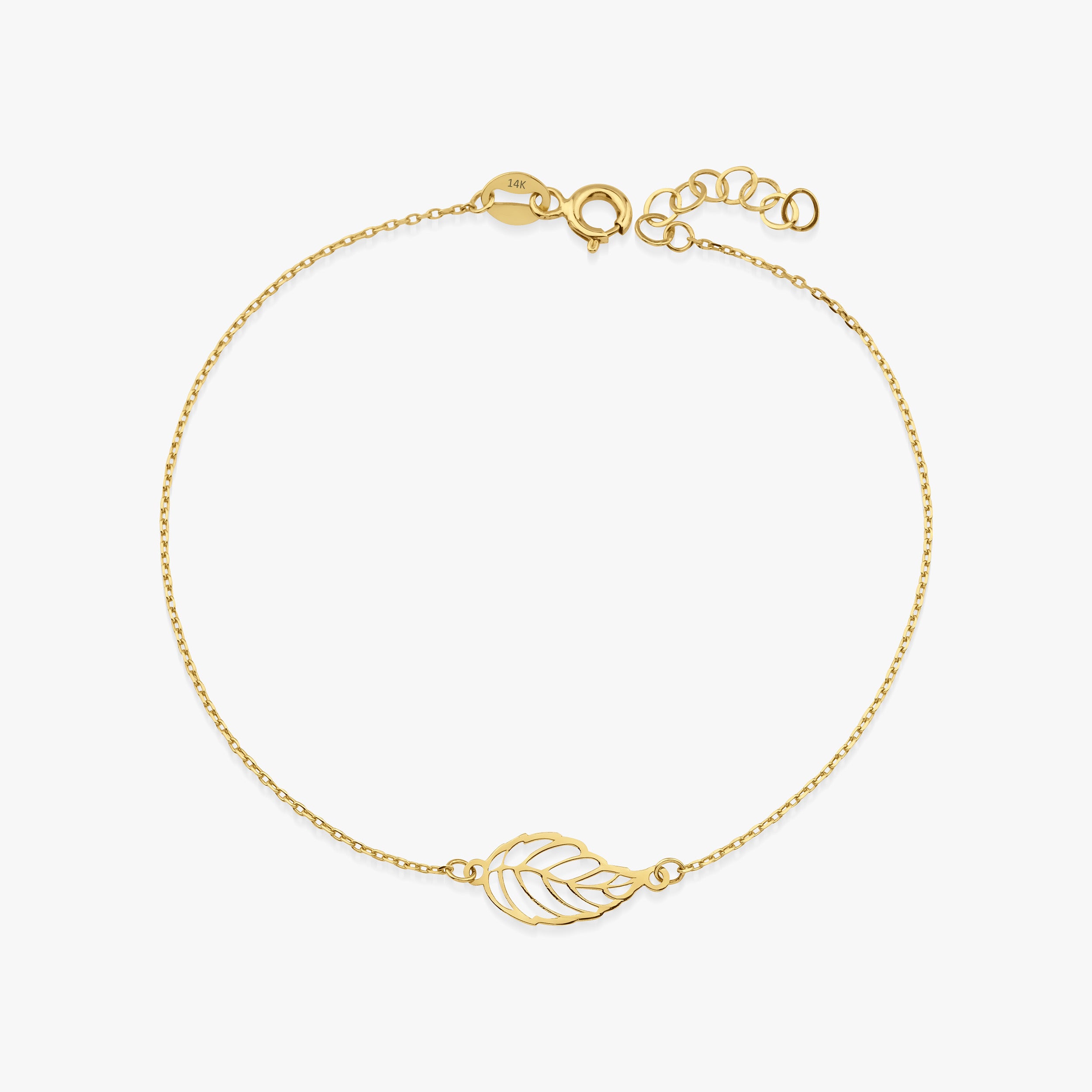 Minimal Golden Leaf Bracelet in 14K Gold