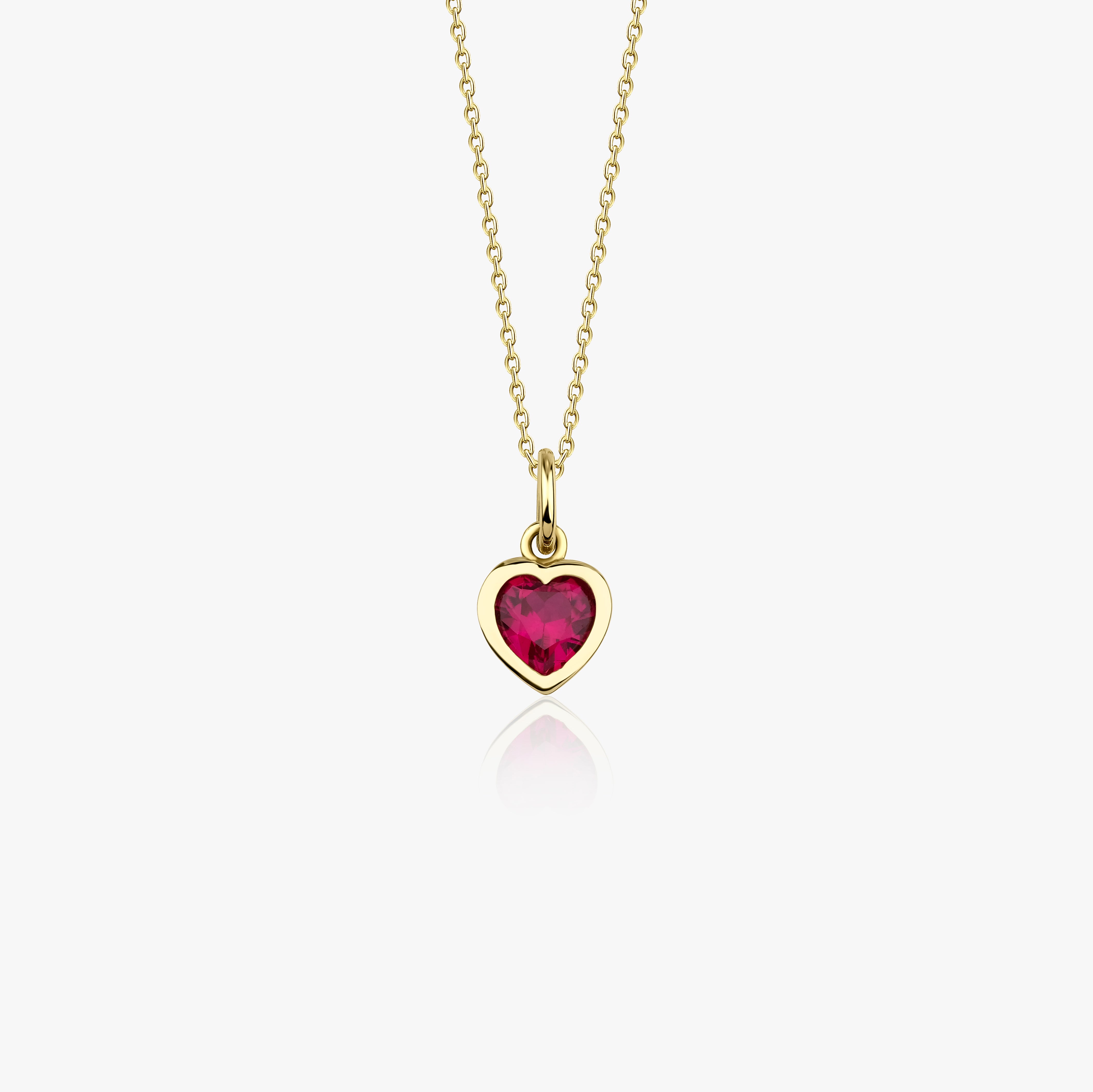Red Gemstone Heart Necklace in 14K Gold