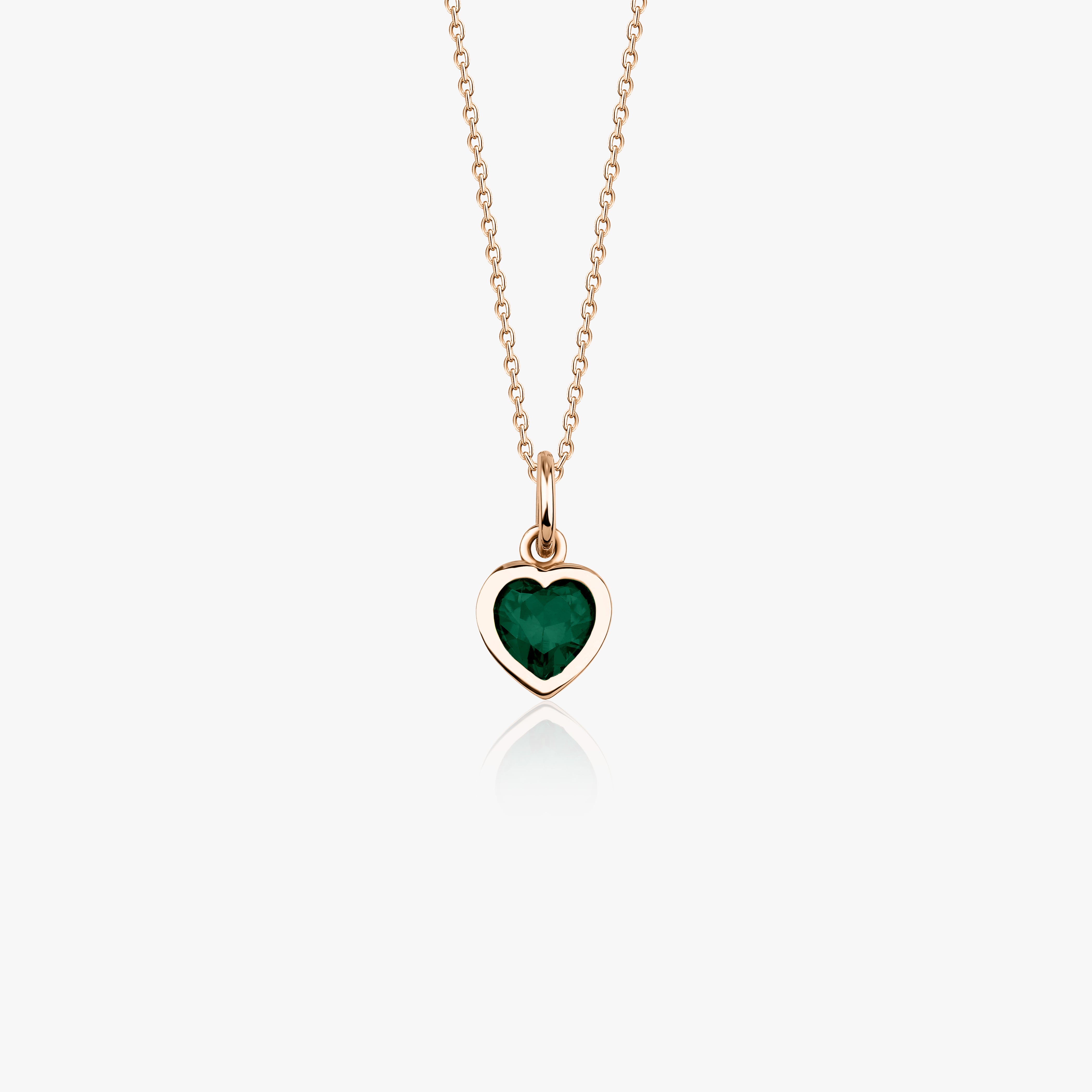 Green Gemstone Heart Necklace in 14K Gold