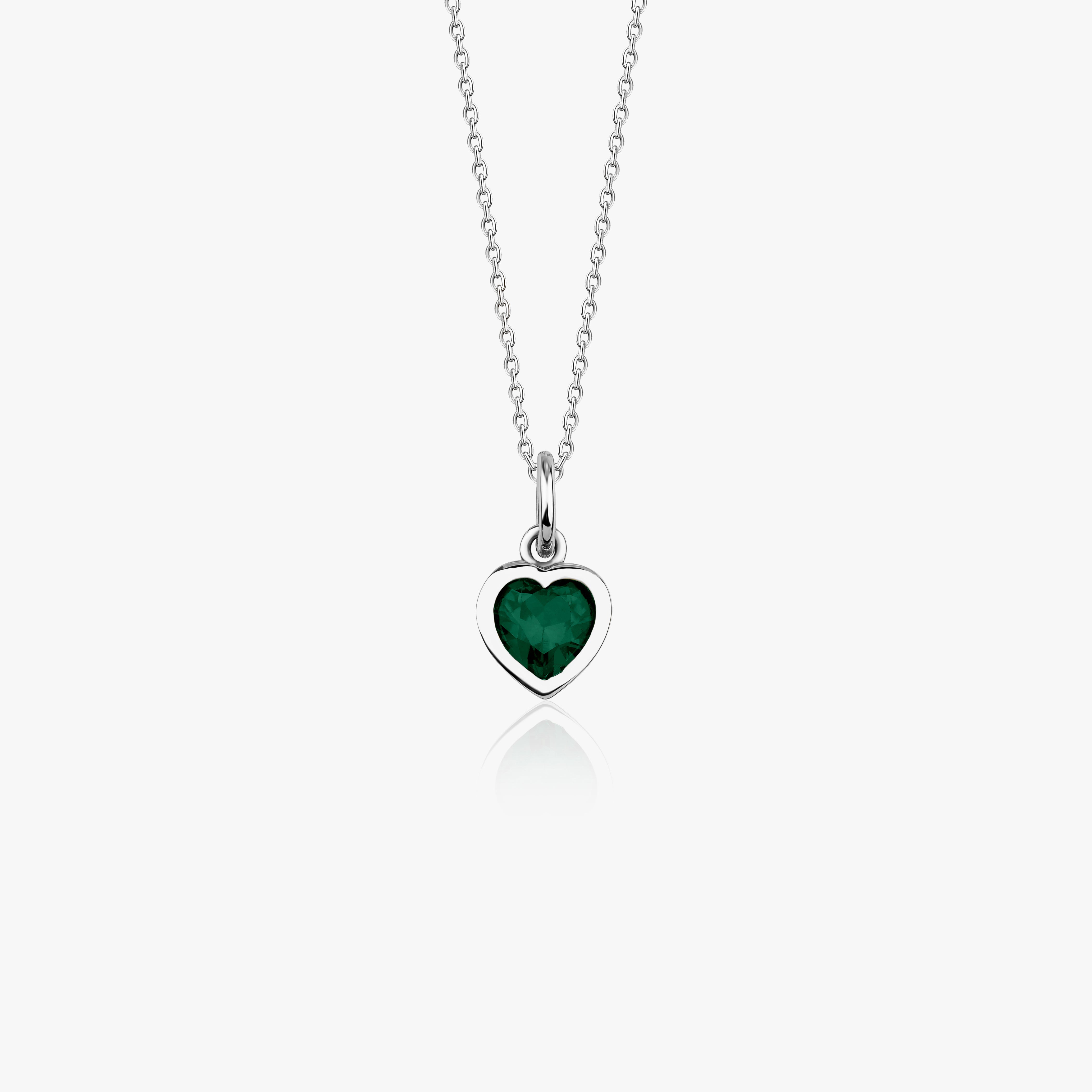 Green Gemstone Heart Necklace in 14K Gold