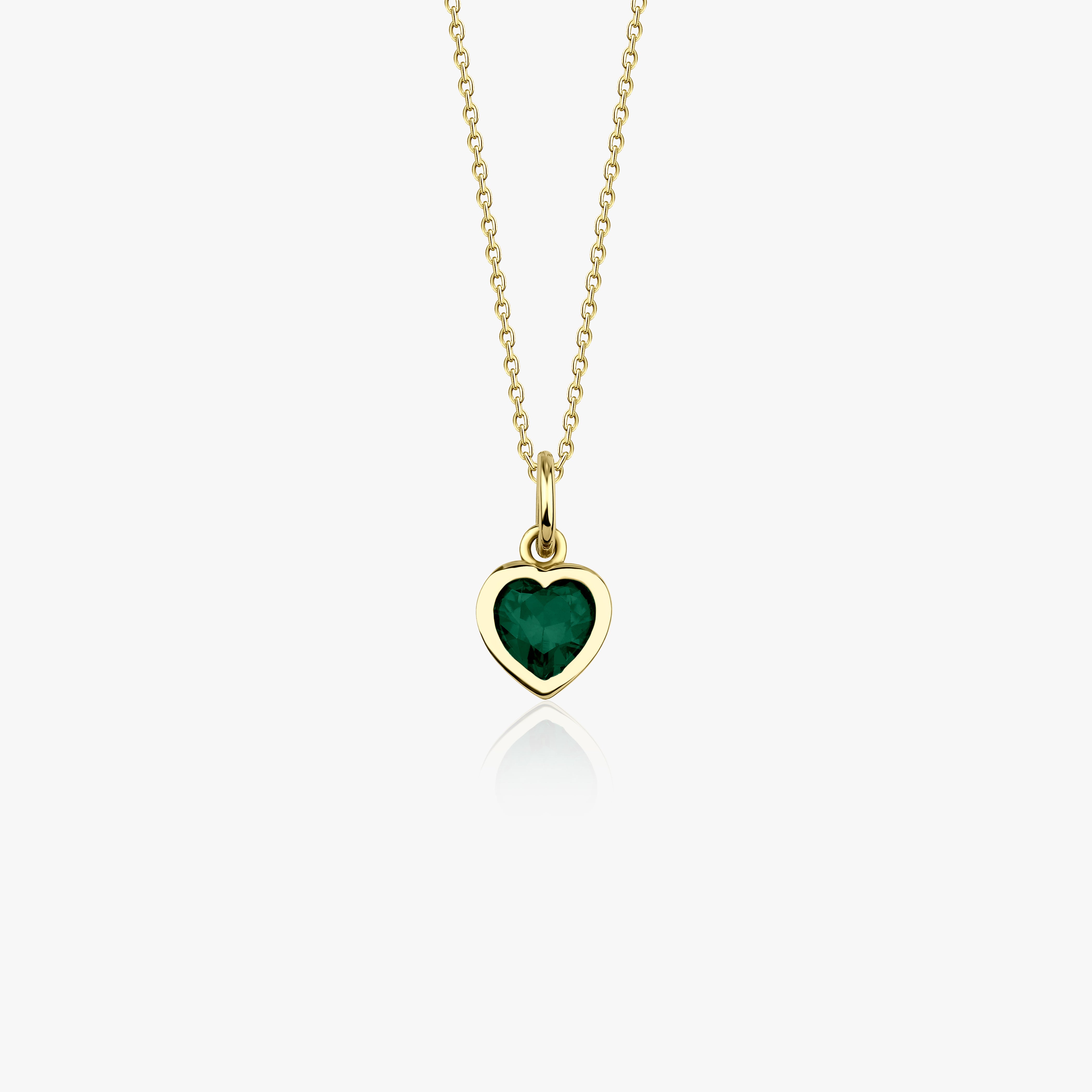 Green Gemstone Heart Necklace in 14K Gold