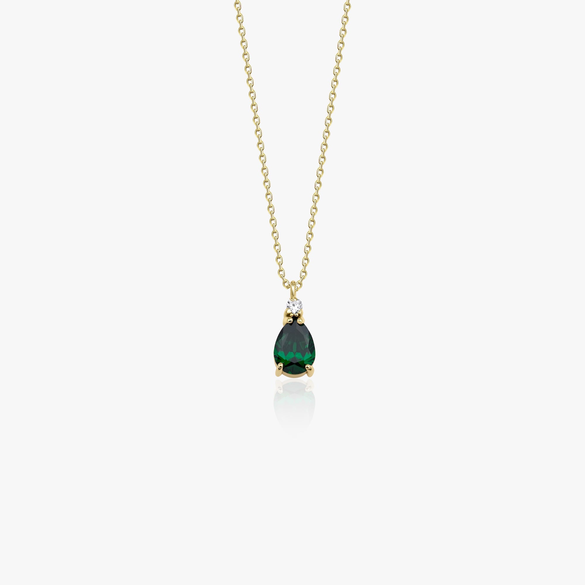Mini Green Drop Necklace in 14K Gold