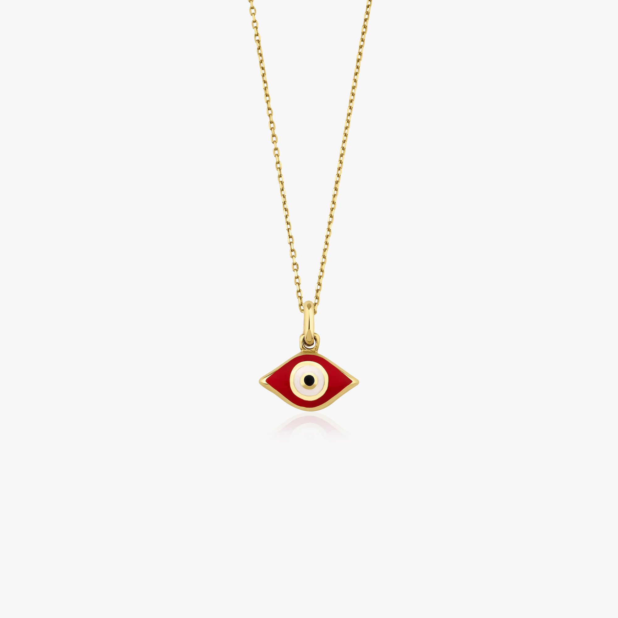Red Greek Eye Necklace in 14K Gold